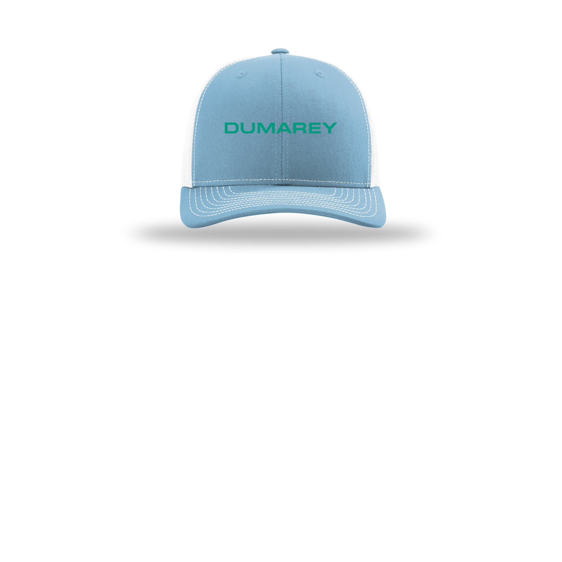 dumarey-richardson-trucker-cap-embroidery-capfront-R112-columbiabluewhite-flat-front