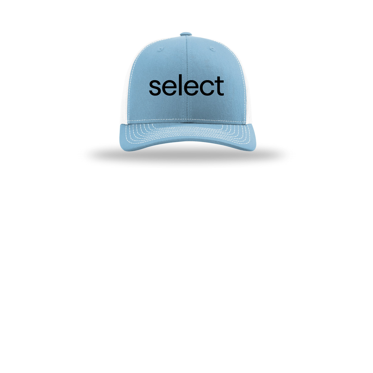 meetselect-richardson-trucker-cap-embroidery-capfront-R112-columbiabluewhite-flat-front