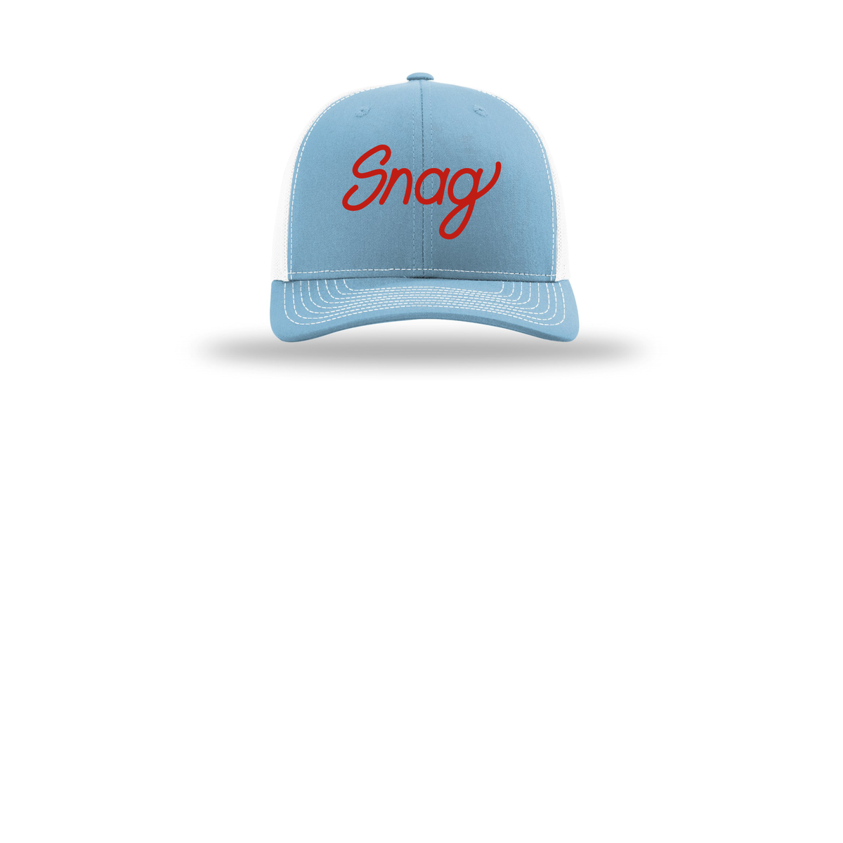 snagdelivery-richardson-trucker-cap-embroidery-capfront-R112-columbiabluewhite-flat-front
