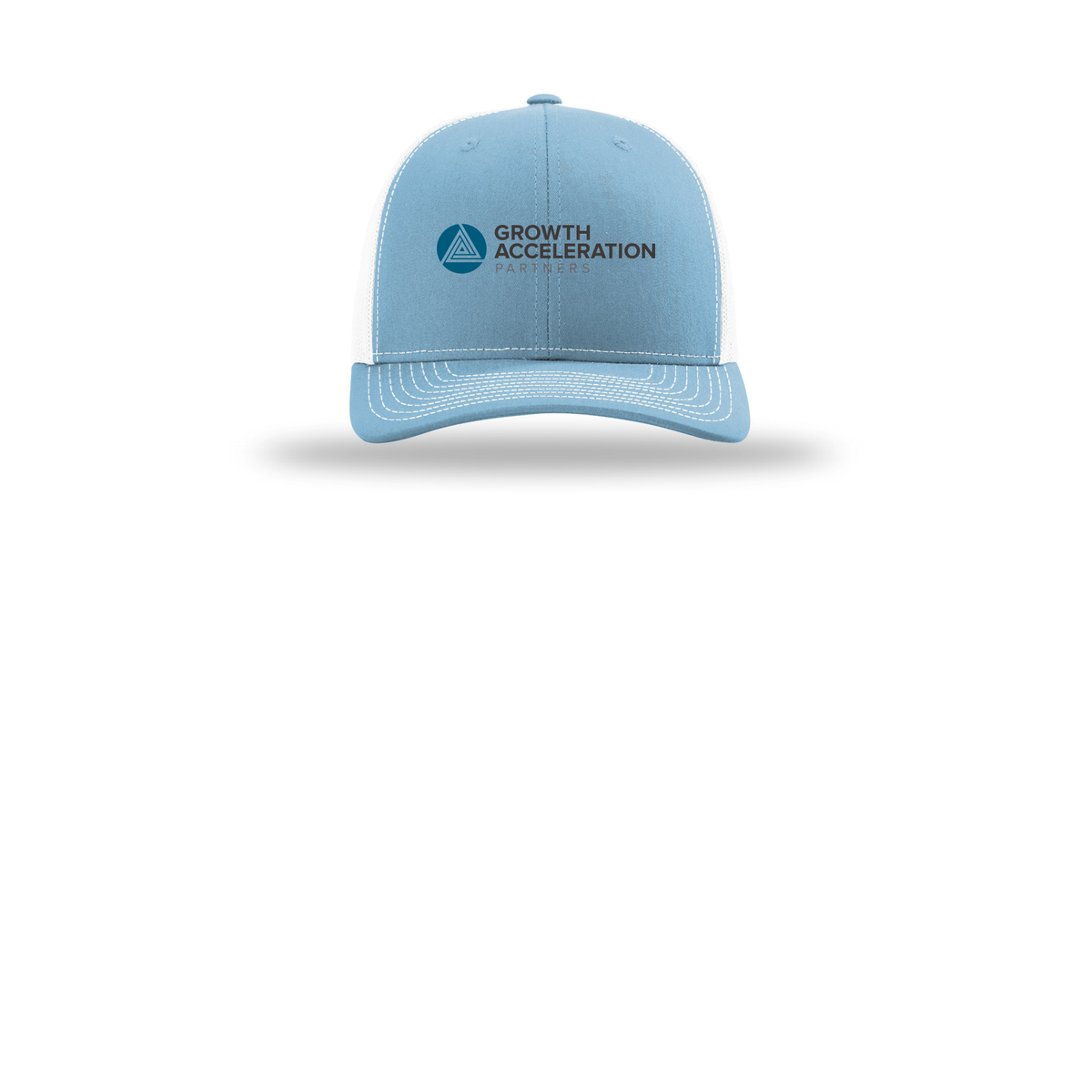 growthaccelerationpartners-richardson-trucker-cap-embroidery-capfront-R112-columbiabluewhite-flat-front