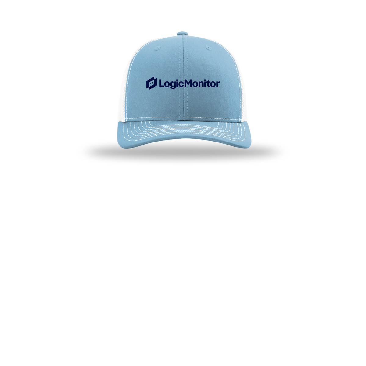 logicmonitor-richardson-trucker-cap-embroidery-capfront-R112-columbiabluewhite-flat-front