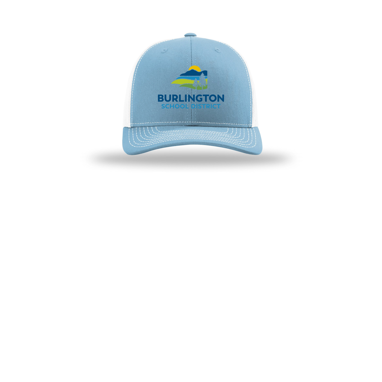 bsdvt-richardson-trucker-cap-embroidery-capfront-R112-columbiabluewhite-flat-front
