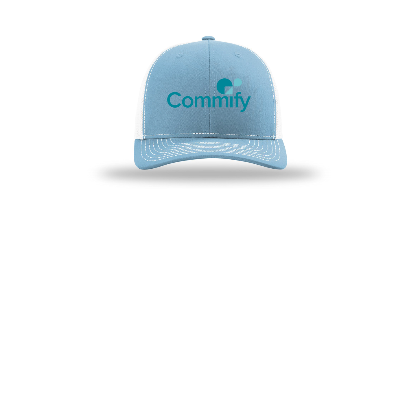 commify-richardson-trucker-cap-embroidery-capfront-R112-columbiabluewhite-flat-front
