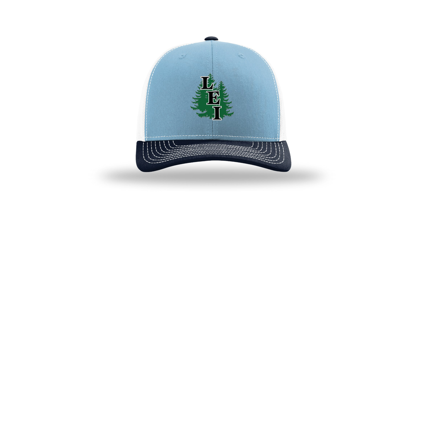 leisite-richardson-trucker-cap-embroidery-capfront-R112-columbiabluewhitenavy-flat-front
