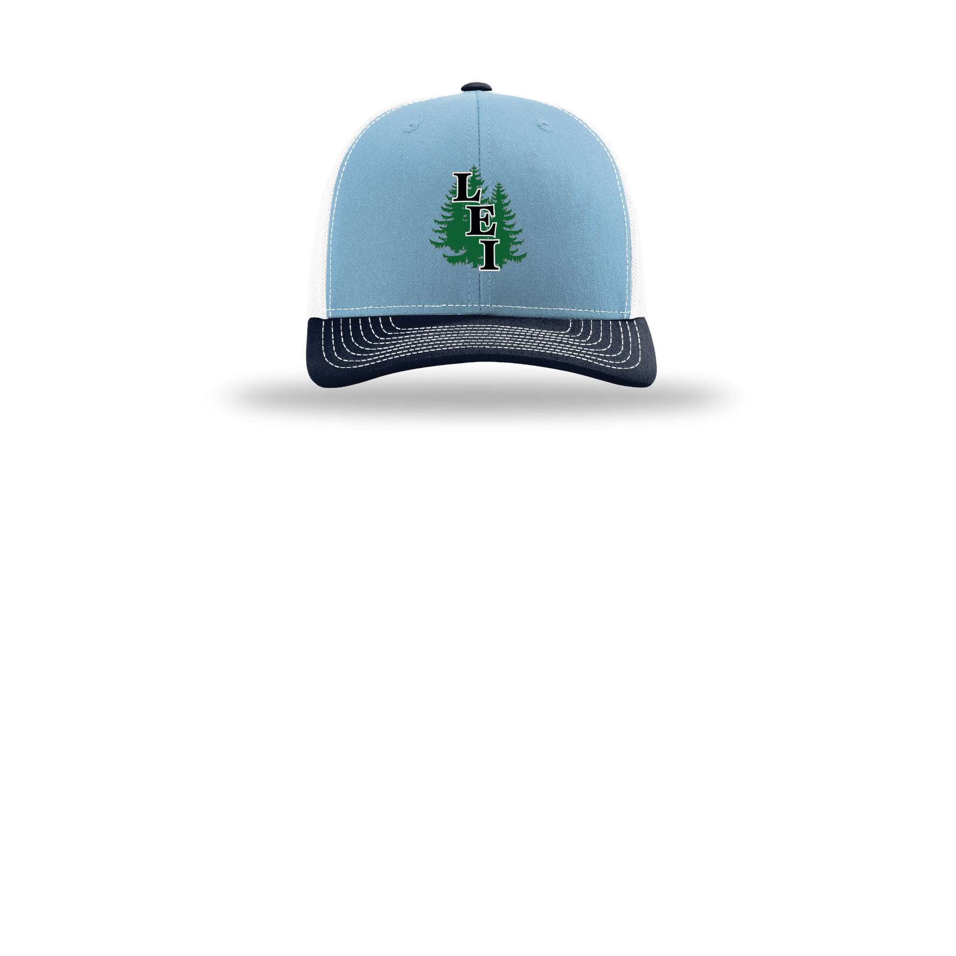 leisite-richardson-trucker-cap-embroidery-capfront-R112-columbiabluewhitenavy-flat-front
