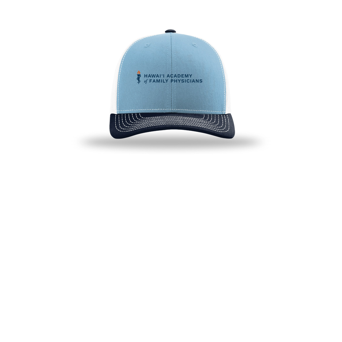 hafp-richardson-trucker-cap-embroidery-capfront-R112-columbiabluewhitenavy-flat-front