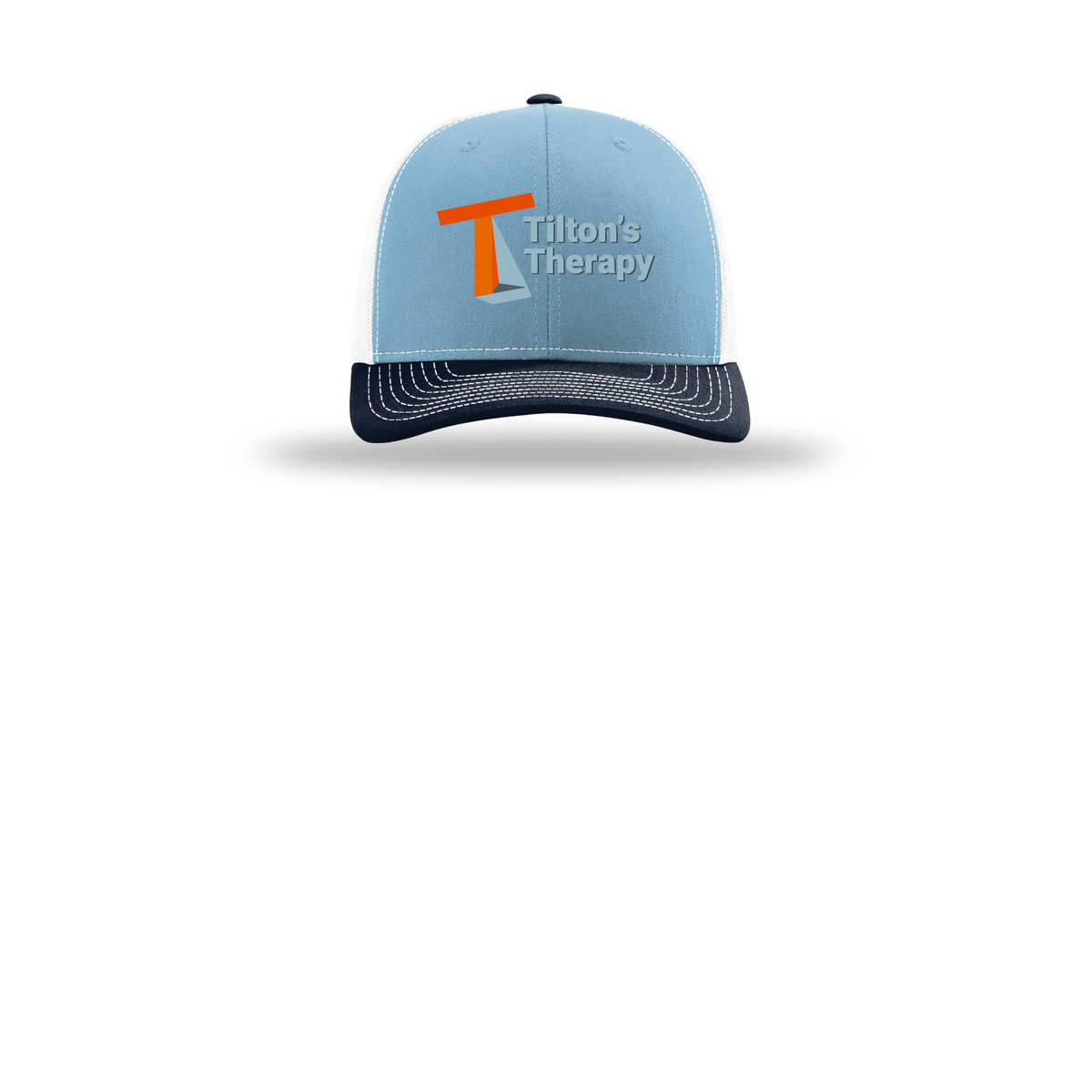 tiltonstherapy-richardson-trucker-cap-embroidery-capfront-R112-columbiabluewhitenavy-flat-front