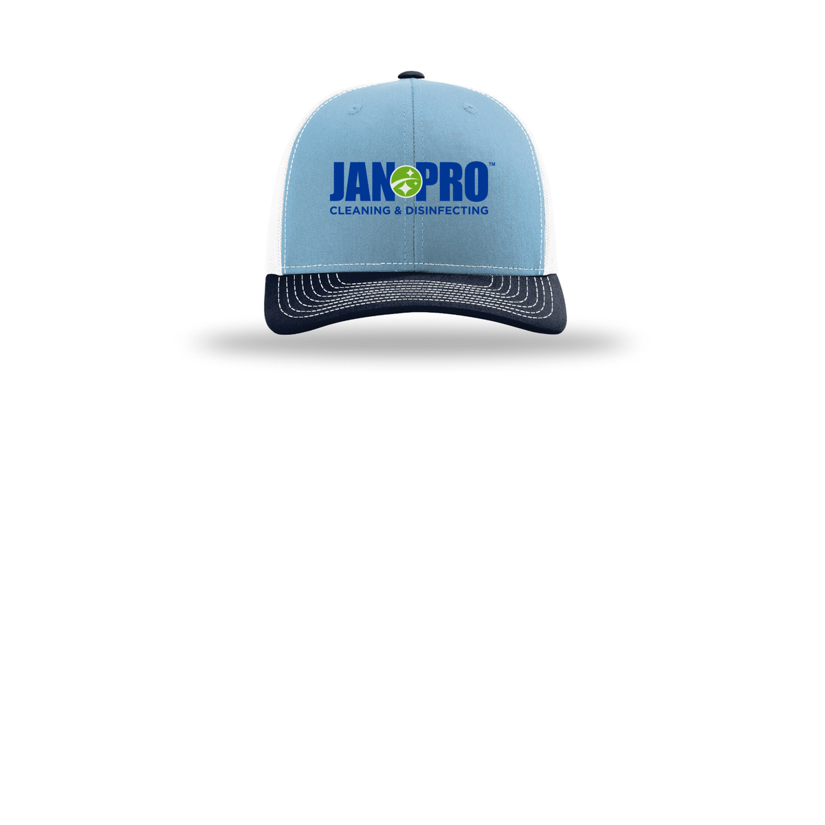 jan-pro-richardson-trucker-cap-embroidery-capfront-R112-columbiabluewhitenavy-flat-front