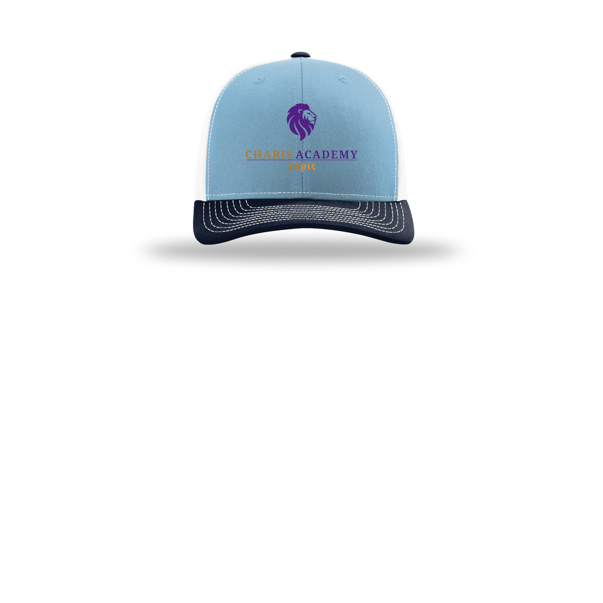 cahazleton-richardson-trucker-cap-embroidery-capfront-R112-columbiabluewhitenavy-flat-front