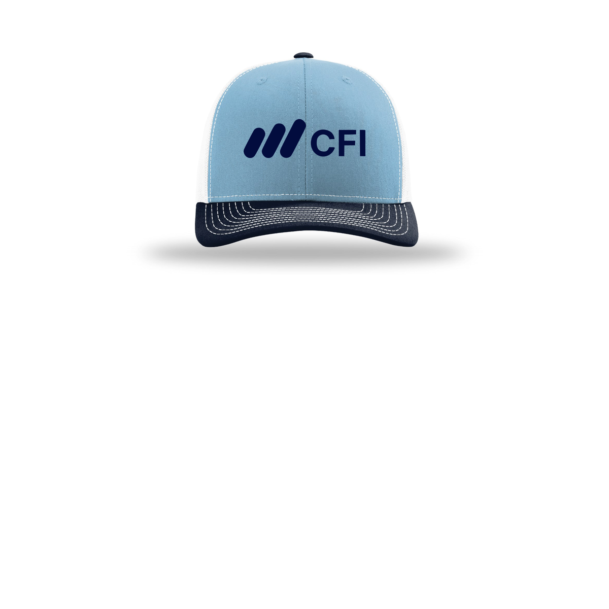 corporatefinanceinstitute-richardson-trucker-cap-embroidery-capfront-R112-columbiabluewhitenavy-flat-front