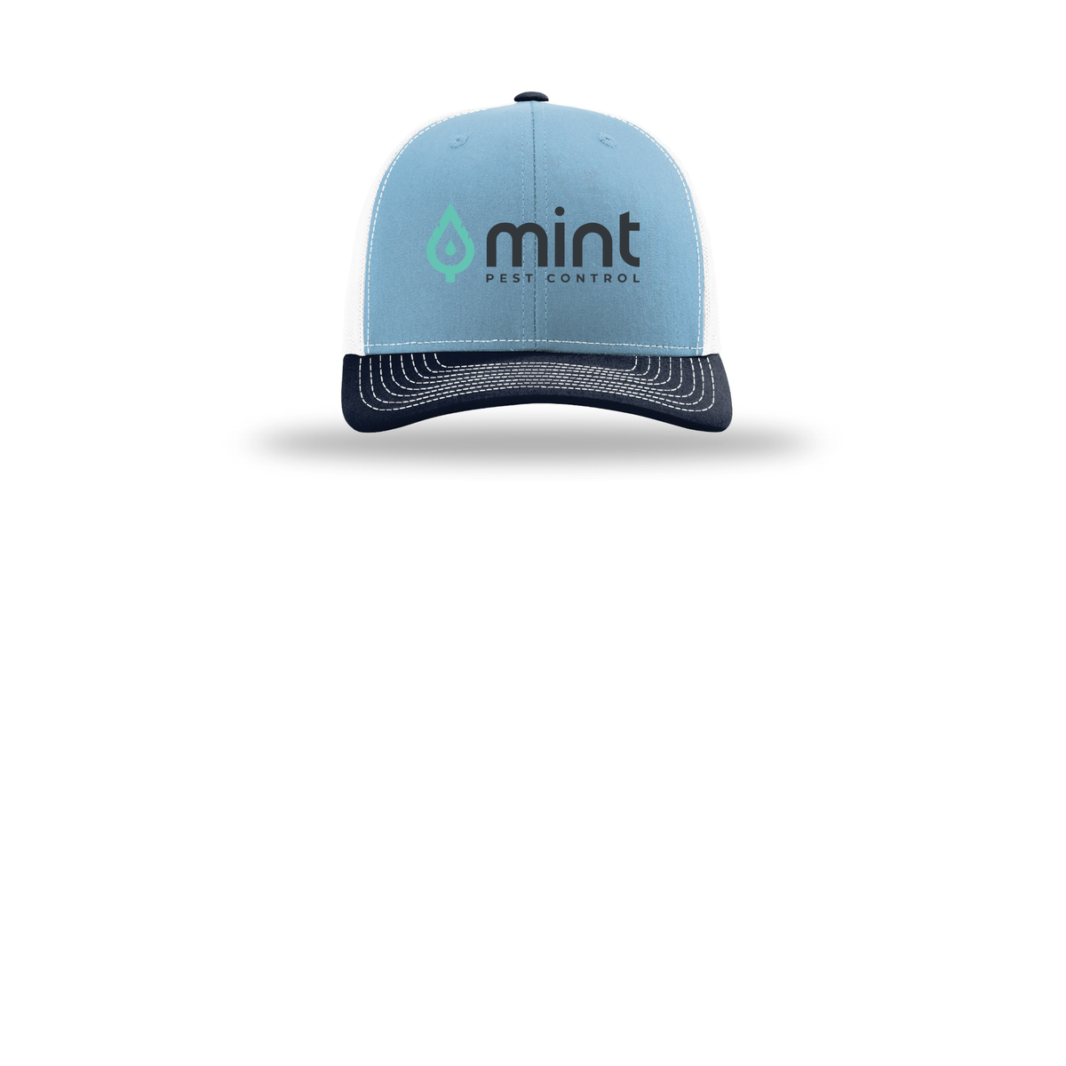 mintpest-richardson-trucker-cap-embroidery-capfront-R112-columbiabluewhitenavy-flat-front