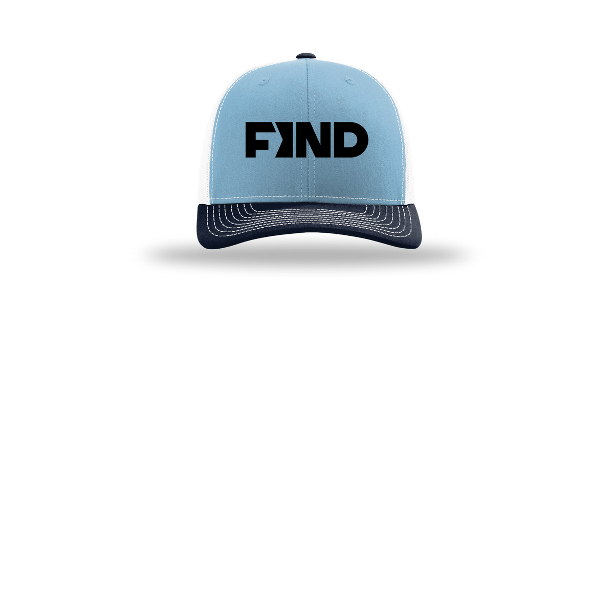 findrealestate-richardson-trucker-cap-embroidery-capfront-R112-columbiabluewhitenavy-flat-front