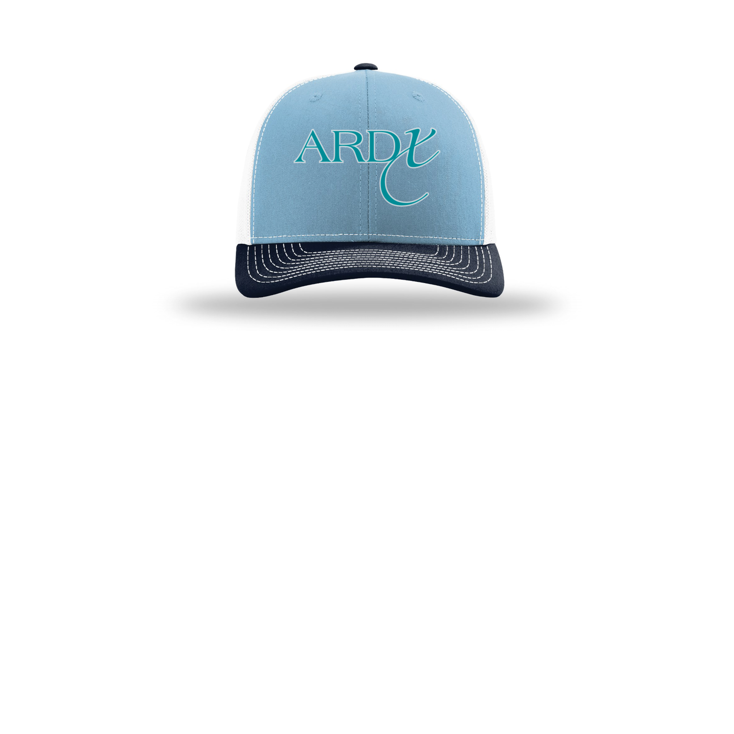 ardx-richardson-trucker-cap-embroidery-capfront-R112-columbiabluewhitenavy-flat-front