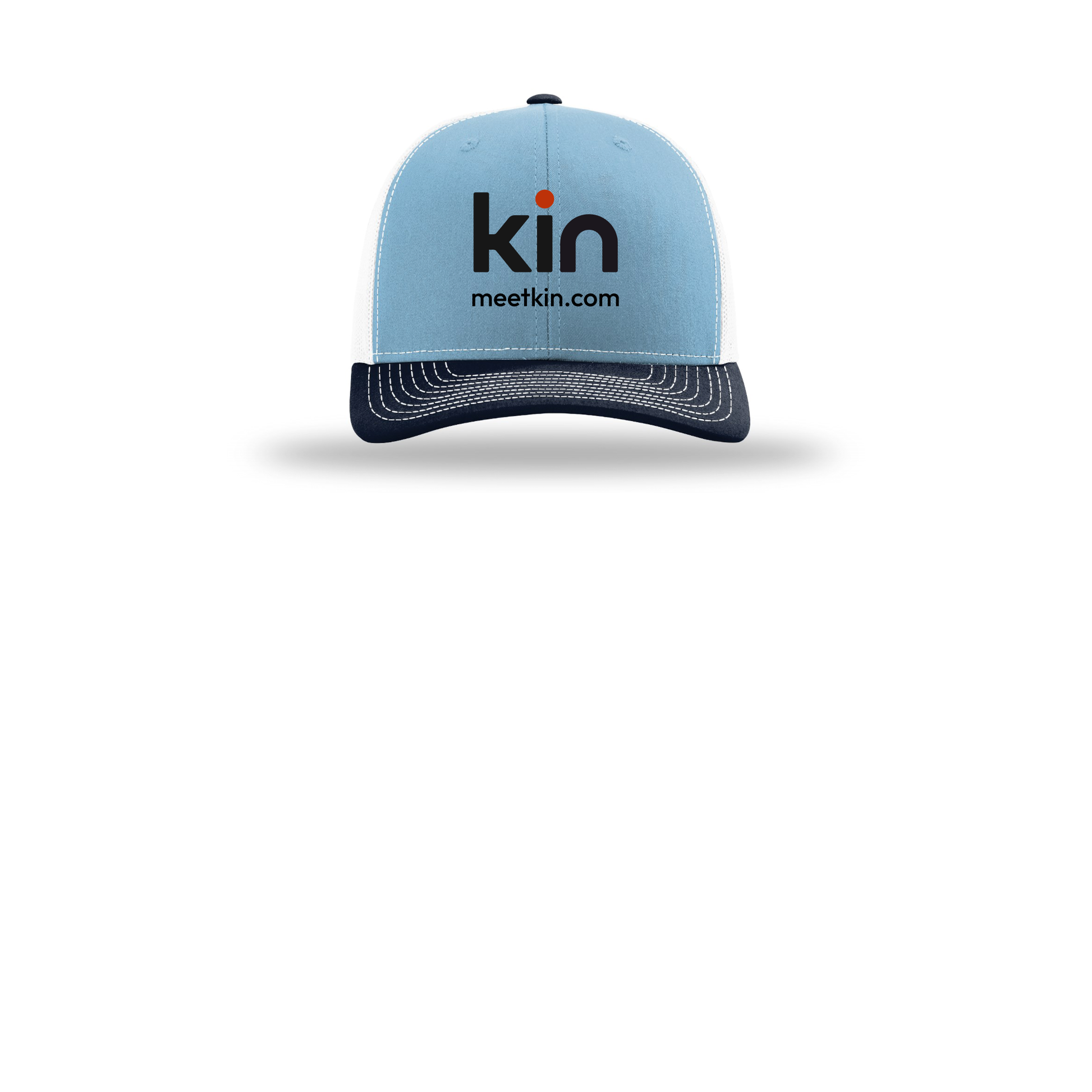 kin-richardson-trucker-cap-embroidery-capfront-R112-columbiabluewhitenavy-flat-front
