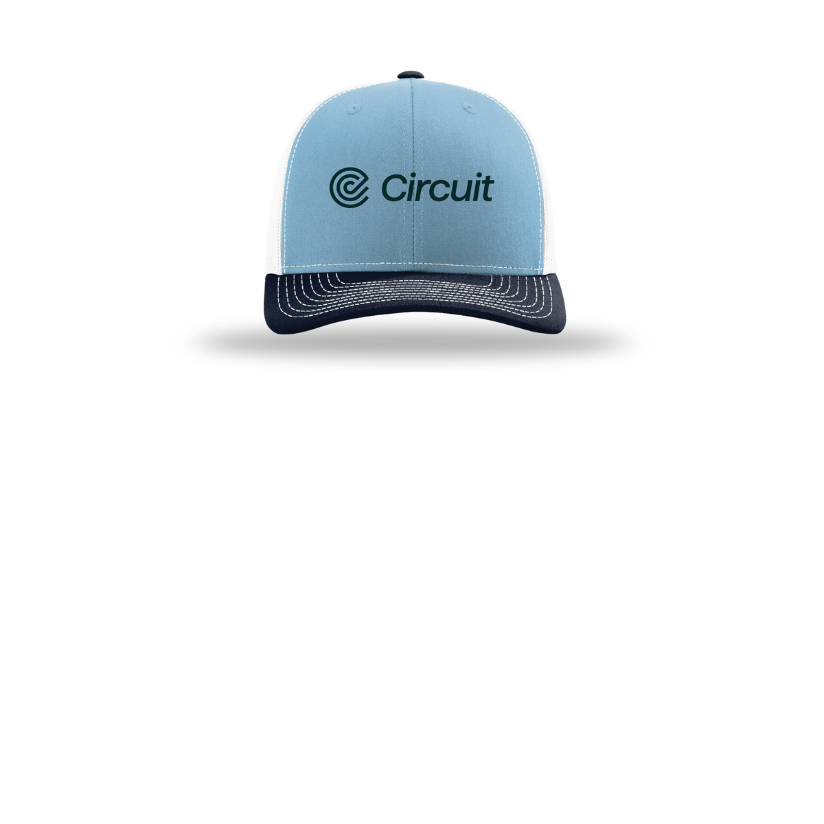 ridecircuit-richardson-trucker-cap-embroidery-capfront-R112-columbiabluewhitenavy-flat-front