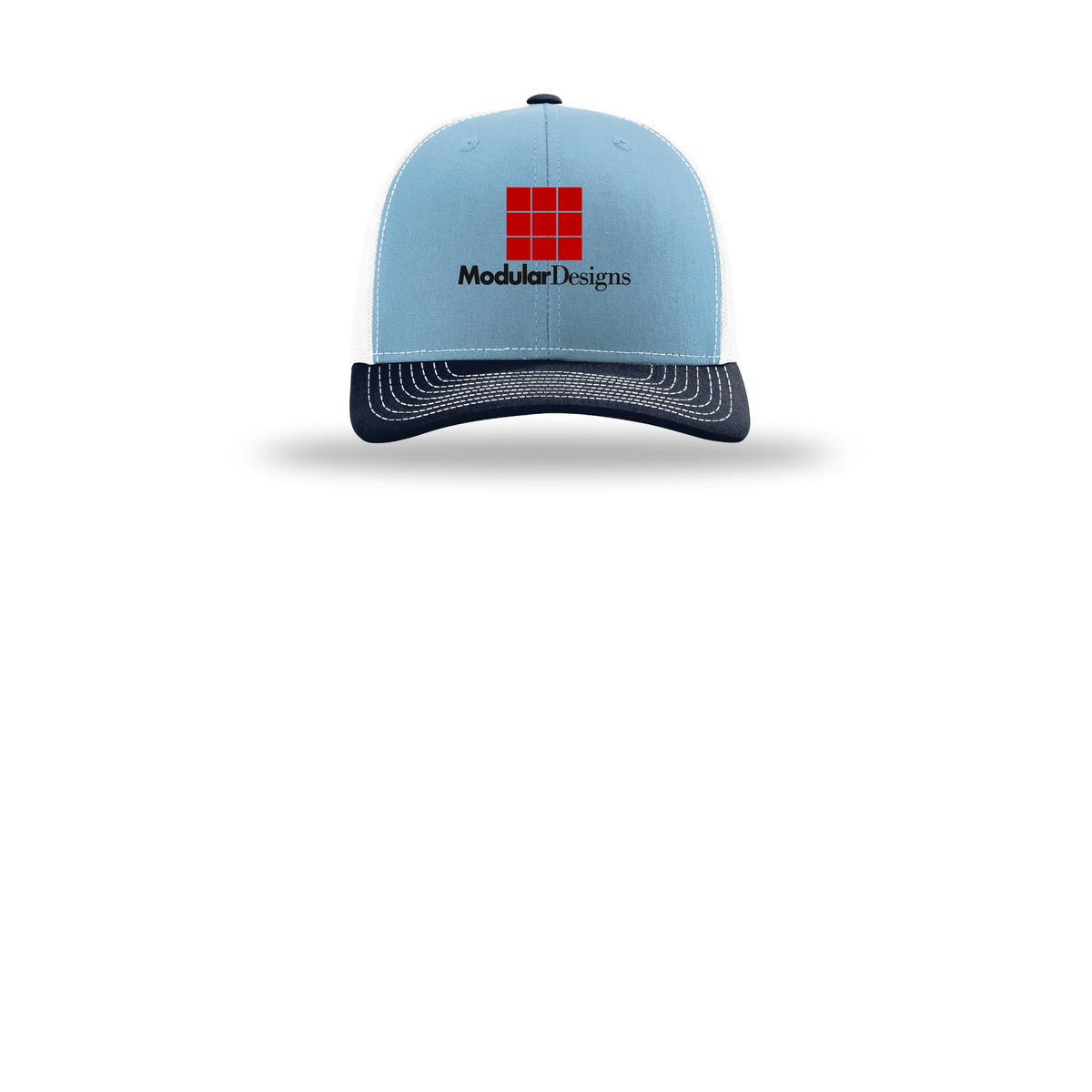 modulardesignsflooring-richardson-trucker-cap-embroidery-capfront-R112-columbiabluewhitenavy-flat-front