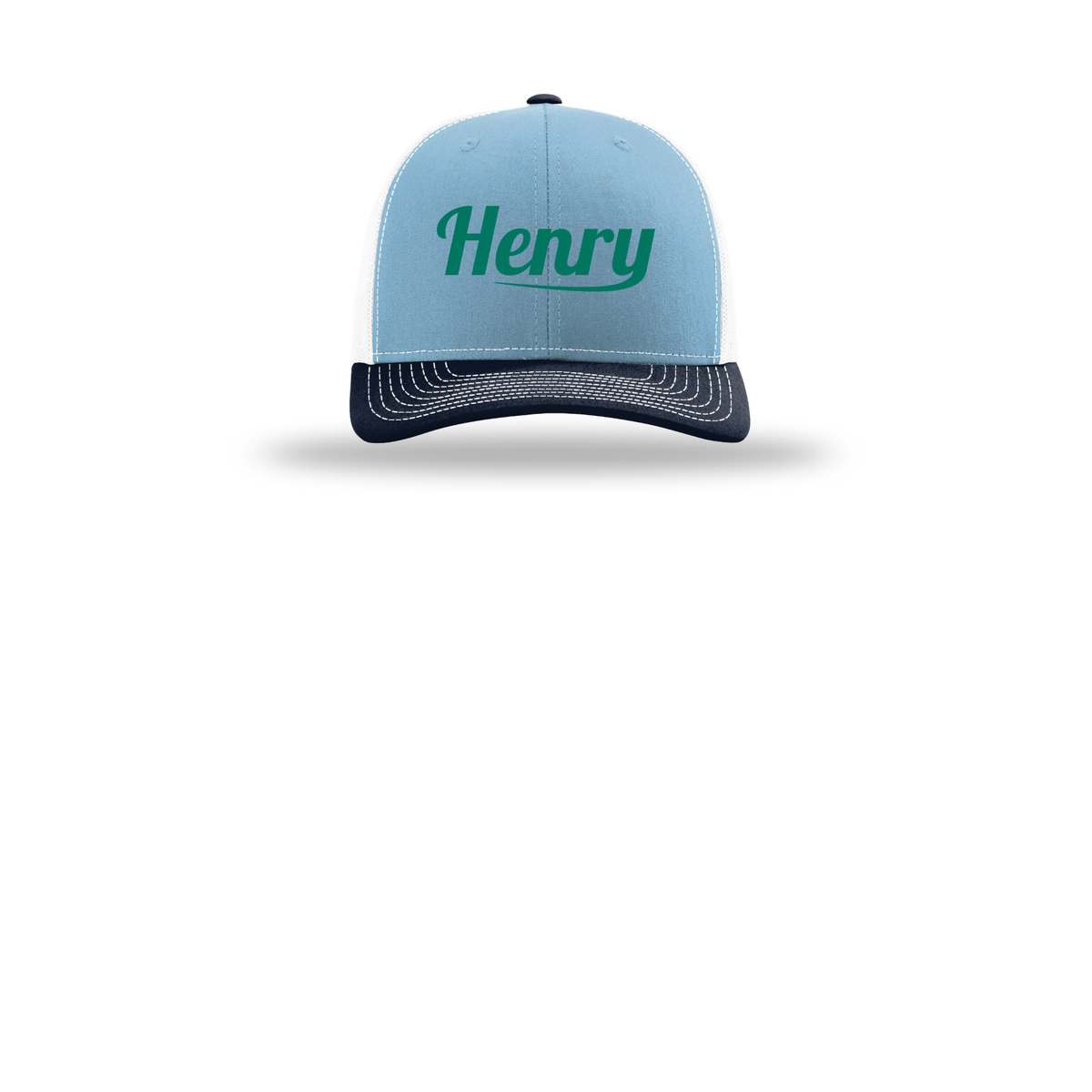 henrymeds-richardson-trucker-cap-embroidery-capfront-R112-columbiabluewhitenavy-flat-front