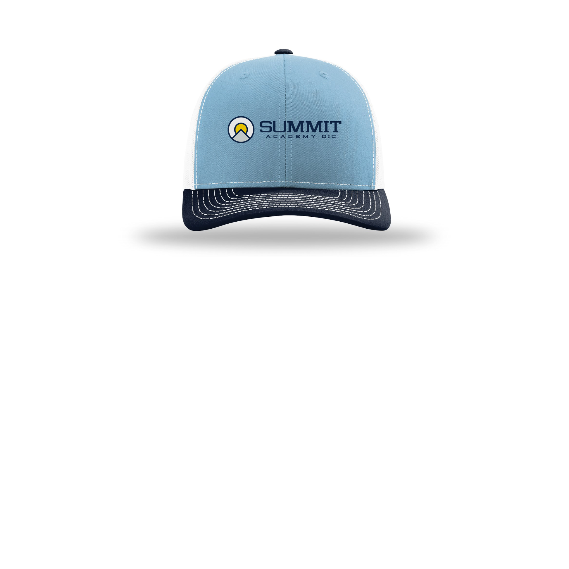saoic-richardson-trucker-cap-embroidery-capfront-R112-columbiabluewhitenavy-flat-front