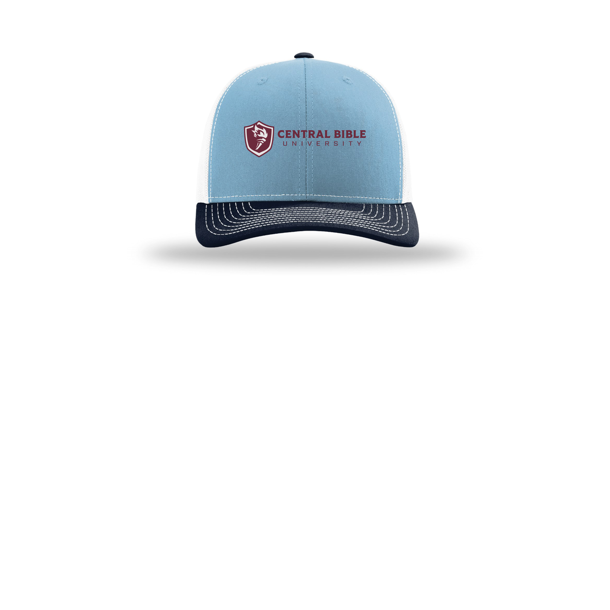 centralbible-richardson-trucker-cap-embroidery-capfront-R112-columbiabluewhitenavy-flat-front