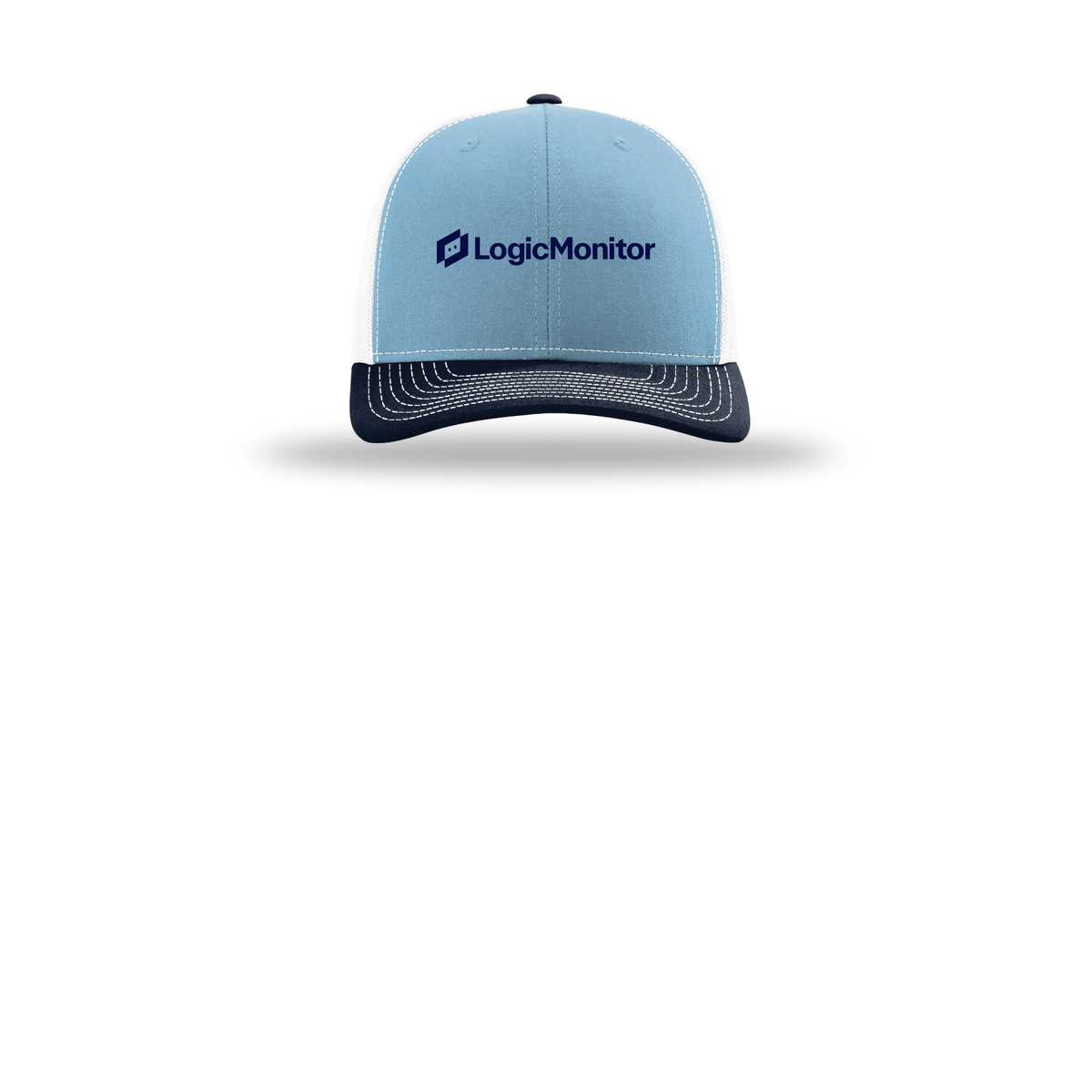 logicmonitor-richardson-trucker-cap-embroidery-capfront-R112-columbiabluewhitenavy-flat-front