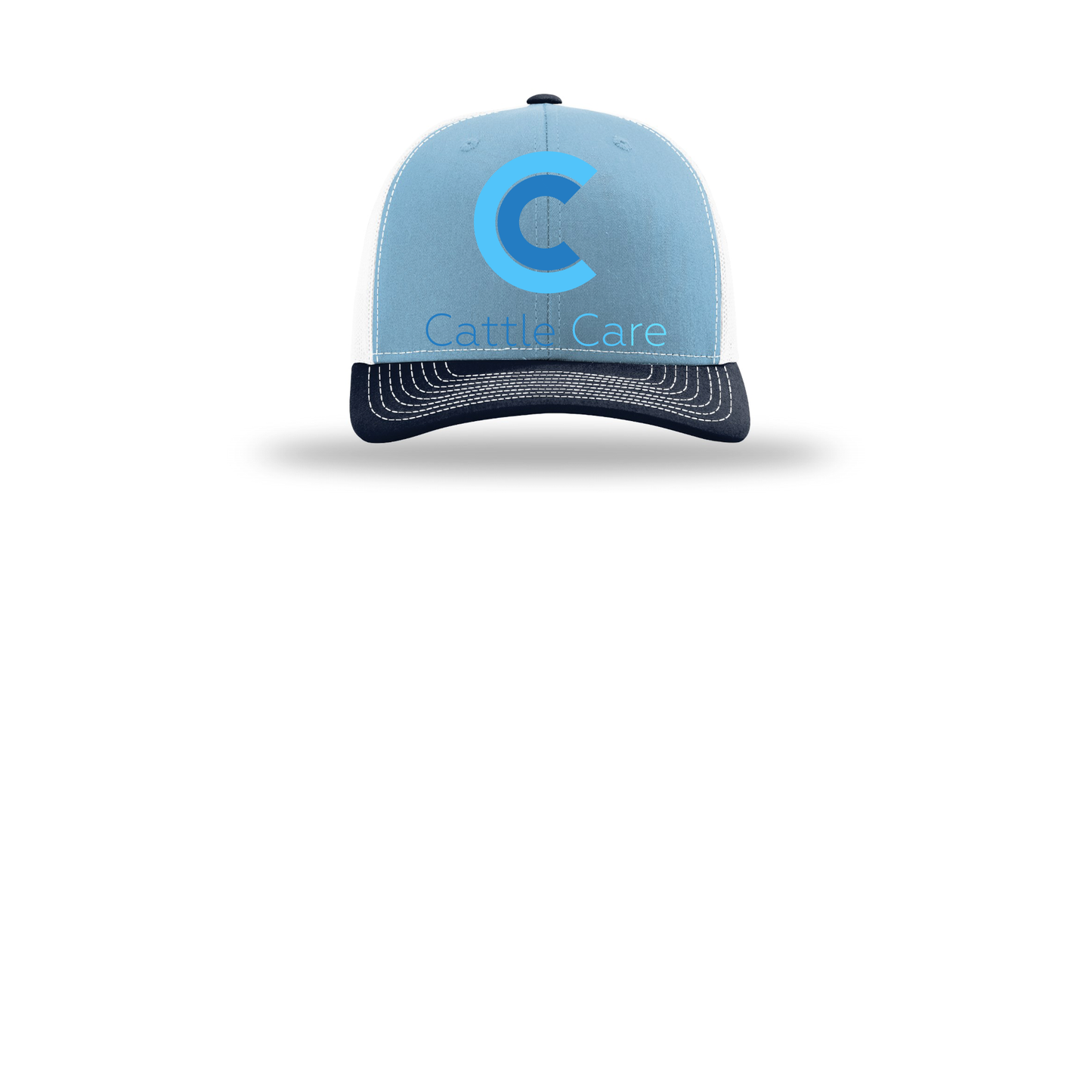 cattle-care-richardson-trucker-cap-embroidery-capfront-R112-columbiabluewhitenavy-flat-front