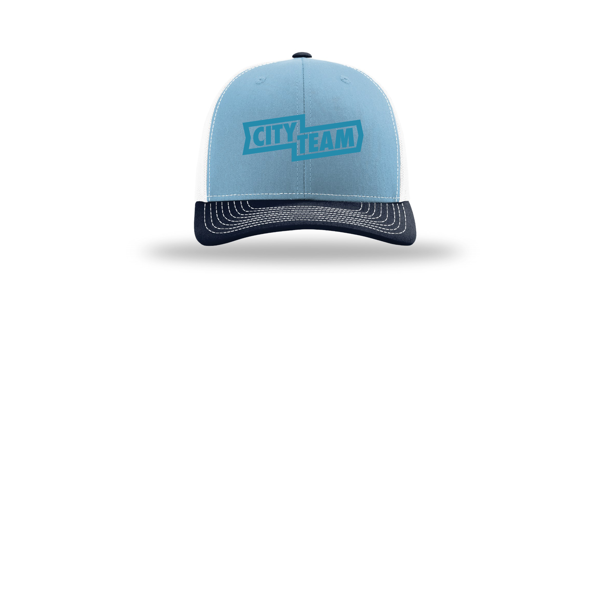 cityteam-richardson-trucker-cap-embroidery-capfront-R112-columbiabluewhitenavy-flat-front