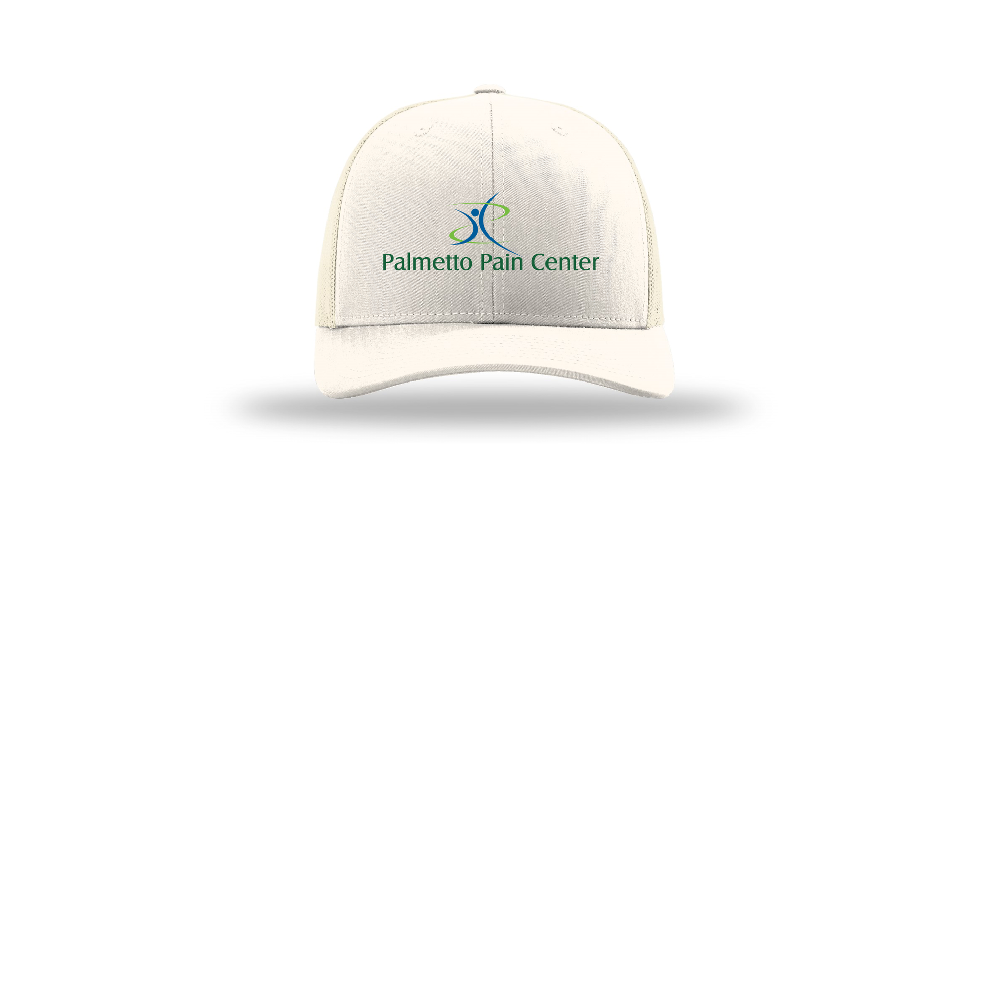 palmetto-pain-center-richardson-trucker-cap-embroidery-capfront-R112-cream-flat-front