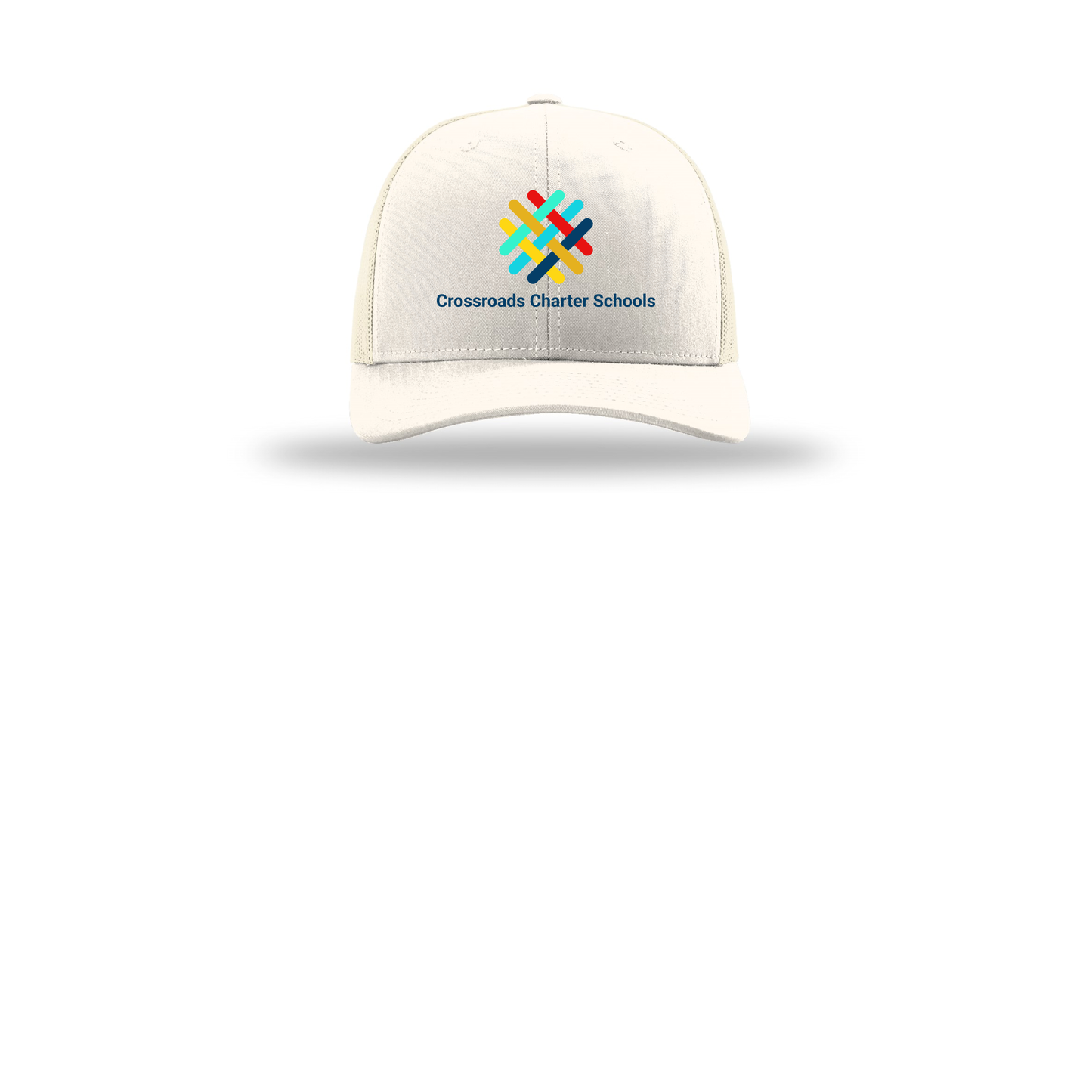 crossroadsschoolskc-richardson-trucker-cap-embroidery-capfront-R112-cream-flat-front
