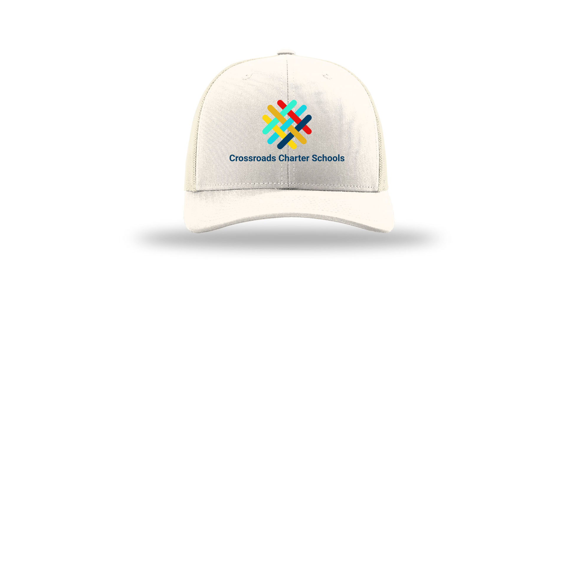 crossroadsschoolskc-richardson-trucker-cap-embroidery-capfront-R112-cream-flat-front