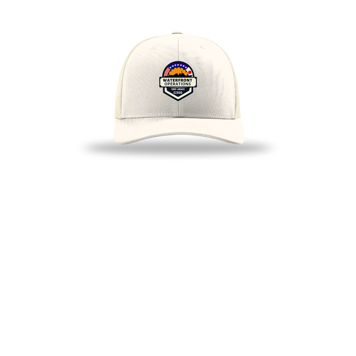waterfront-operations-retro-trucker-cap-embroidery-capfront-R112-cream-flat-front