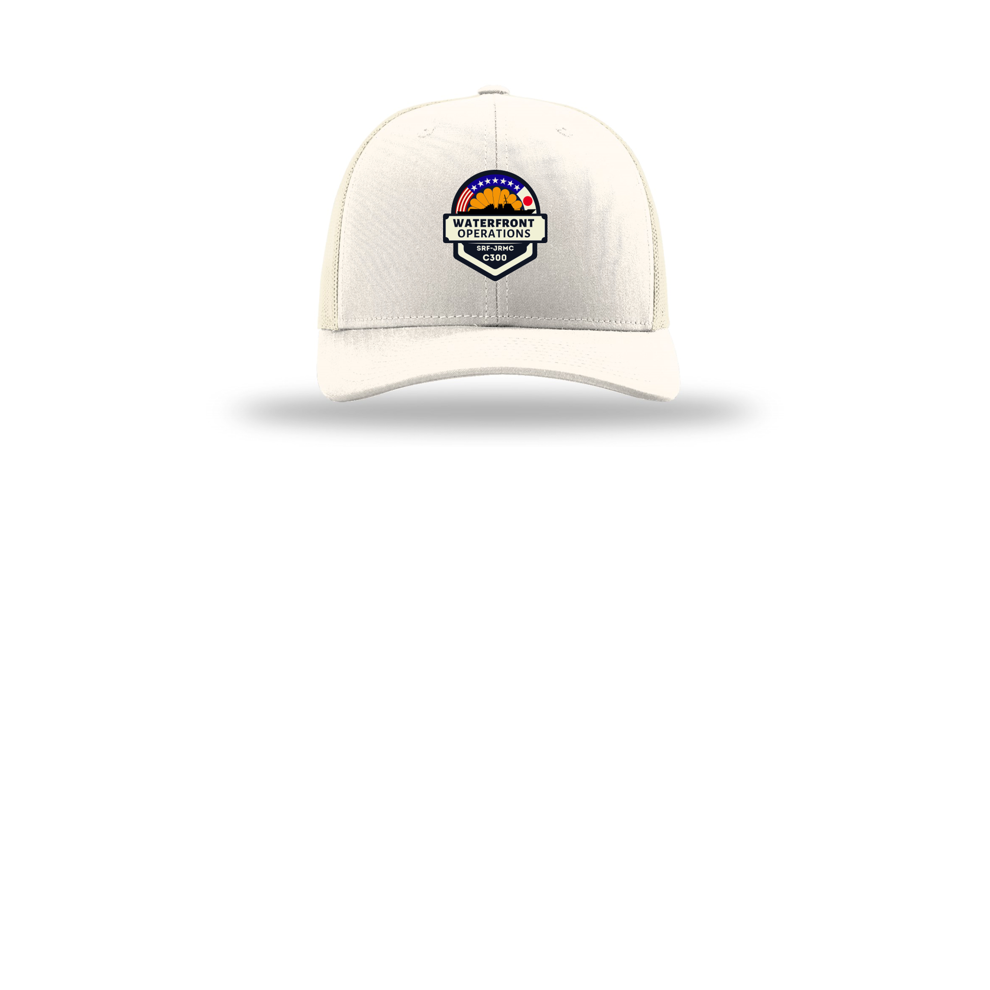 waterfront-operations-retro-trucker-cap-embroidery-capfront-R112-cream-flat-front