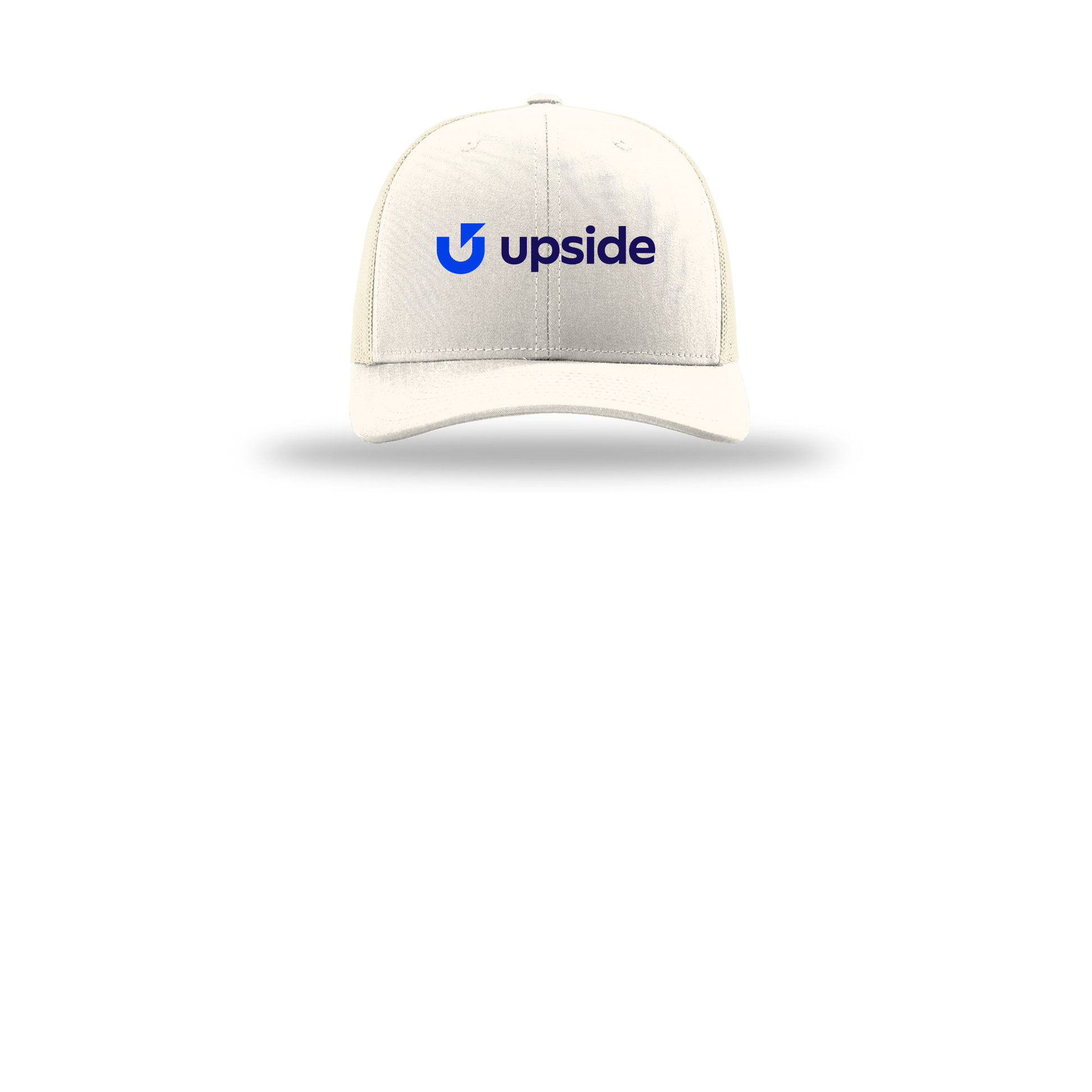 upside-richardson-trucker-cap-embroidery-capfront-R112-cream-flat-front