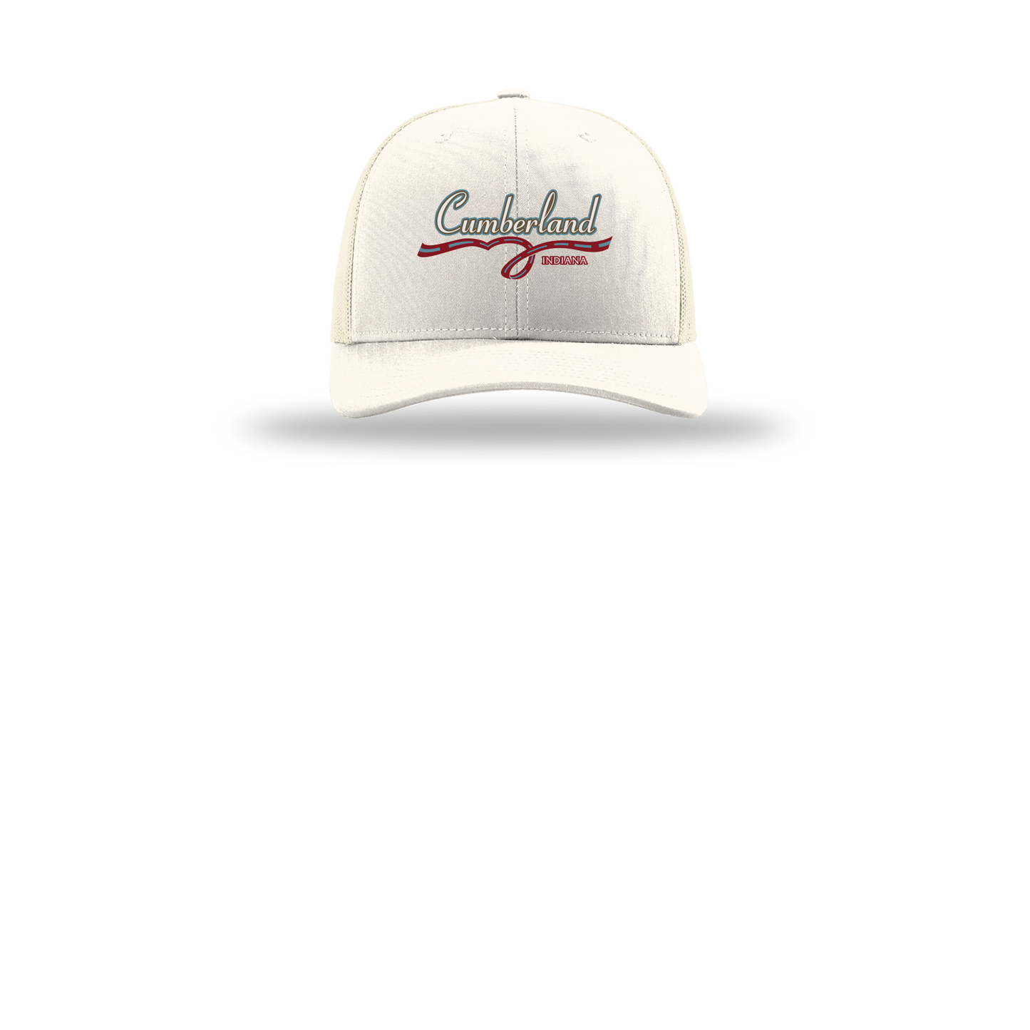 cumberland-richardson-trucker-cap-embroidery-capfront-R112-cream-flat-front
