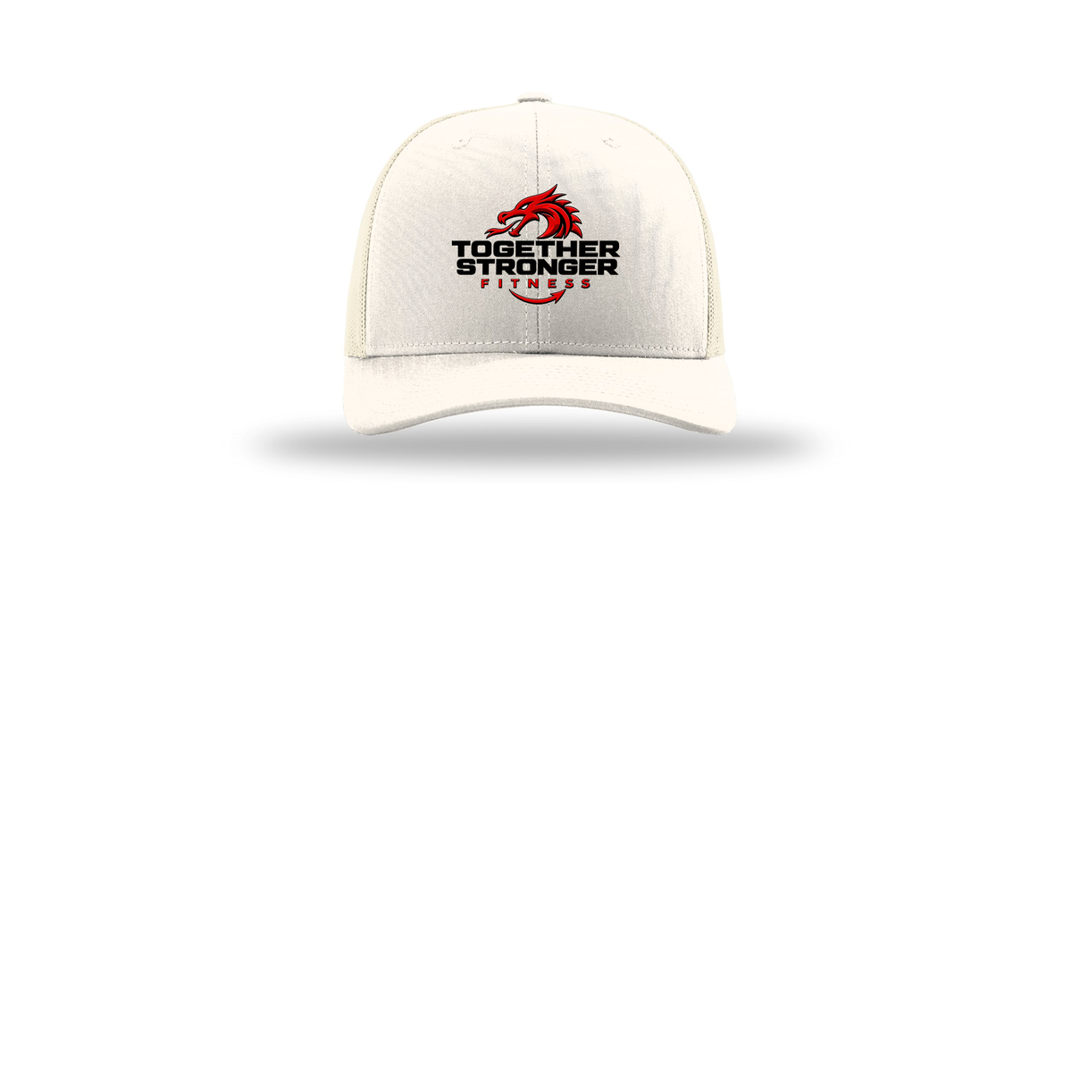 togetherstrongerfitness-richardson-trucker-cap-embroidery-capfront-R112-cream-flat-front