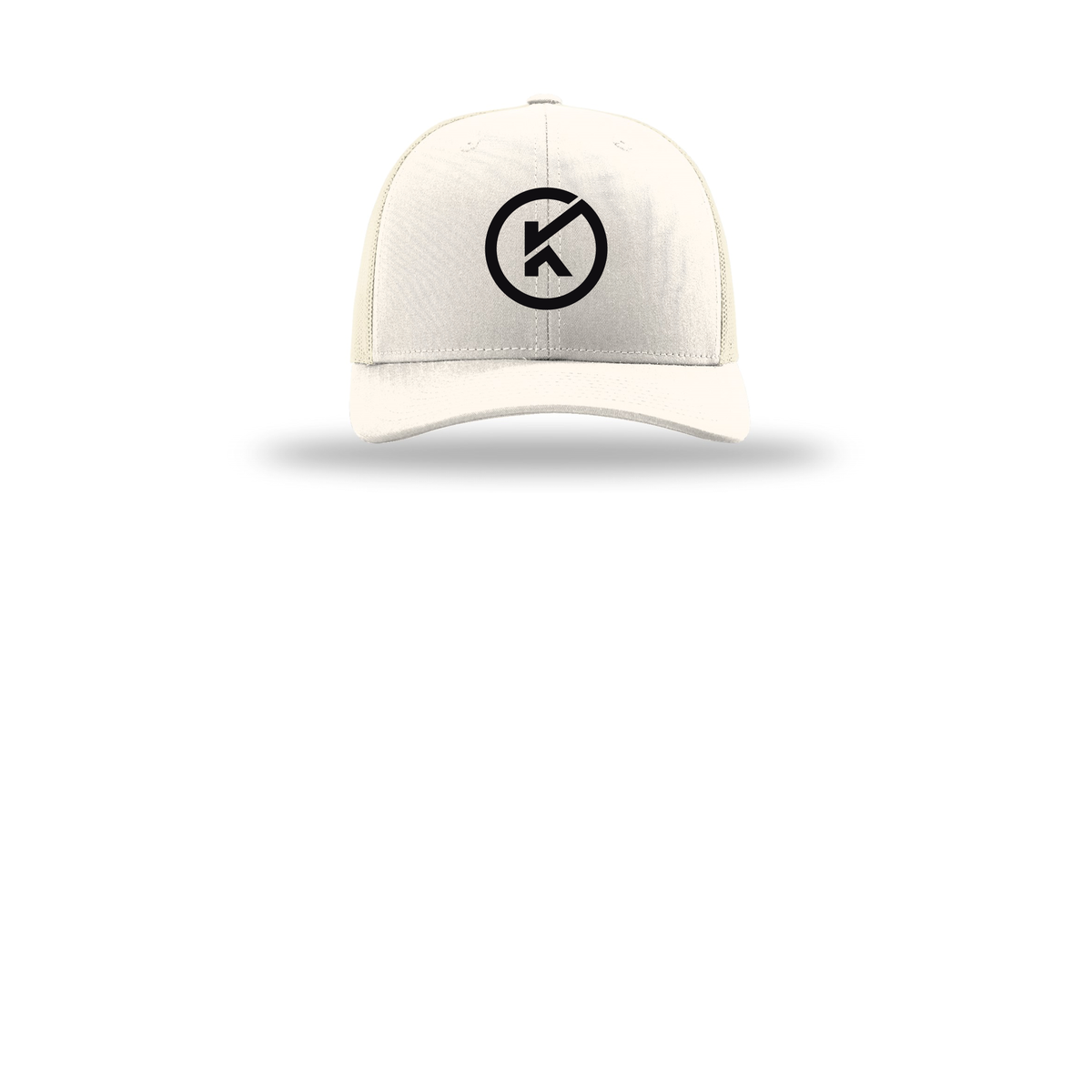 kitmanlabs-richardson-trucker-cap-embroidery-capfront-R112-cream-flat-front