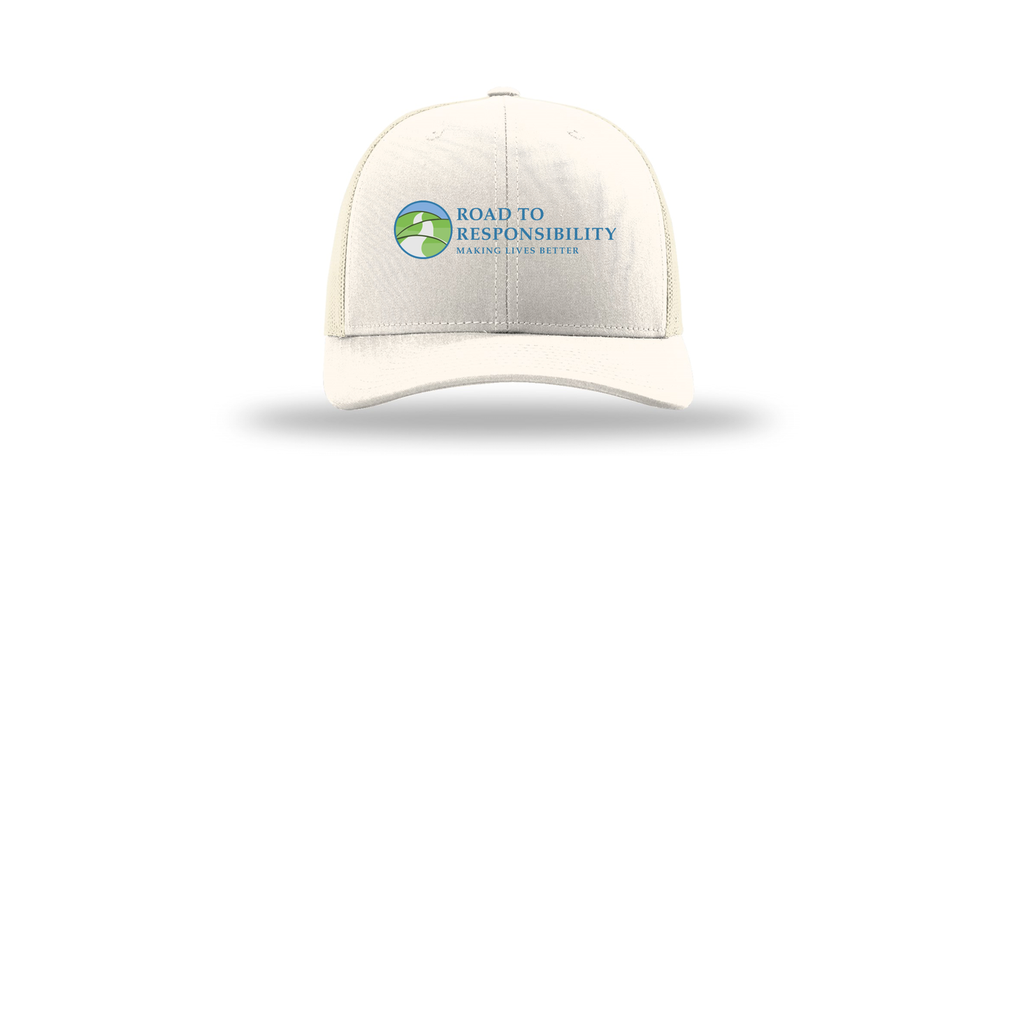 roadtoresponsibility-richardson-trucker-cap-embroidery-capfront-R112-cream-flat-front