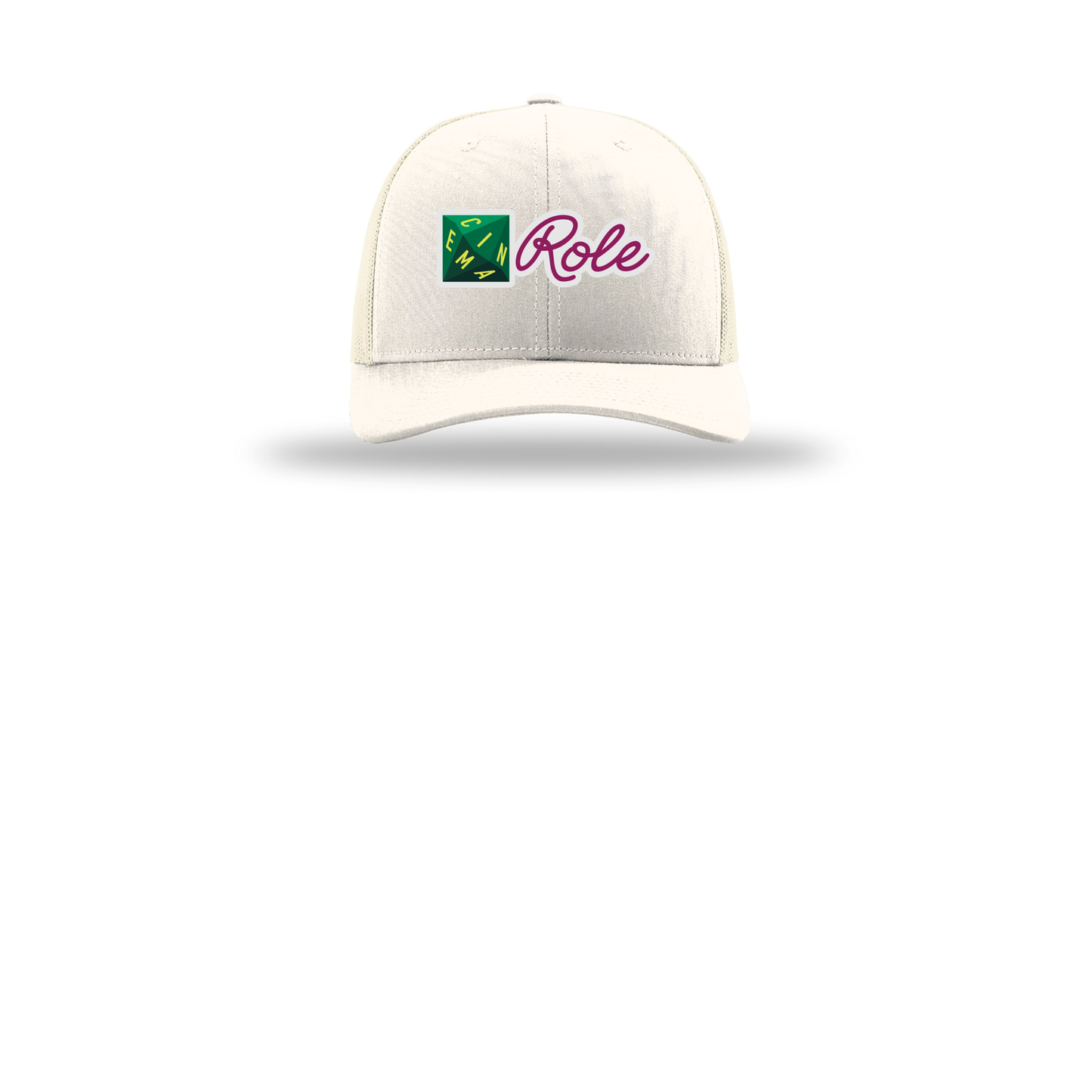 cinemarole-richardson-trucker-cap-embroidery-capfront-R112-cream-flat-front