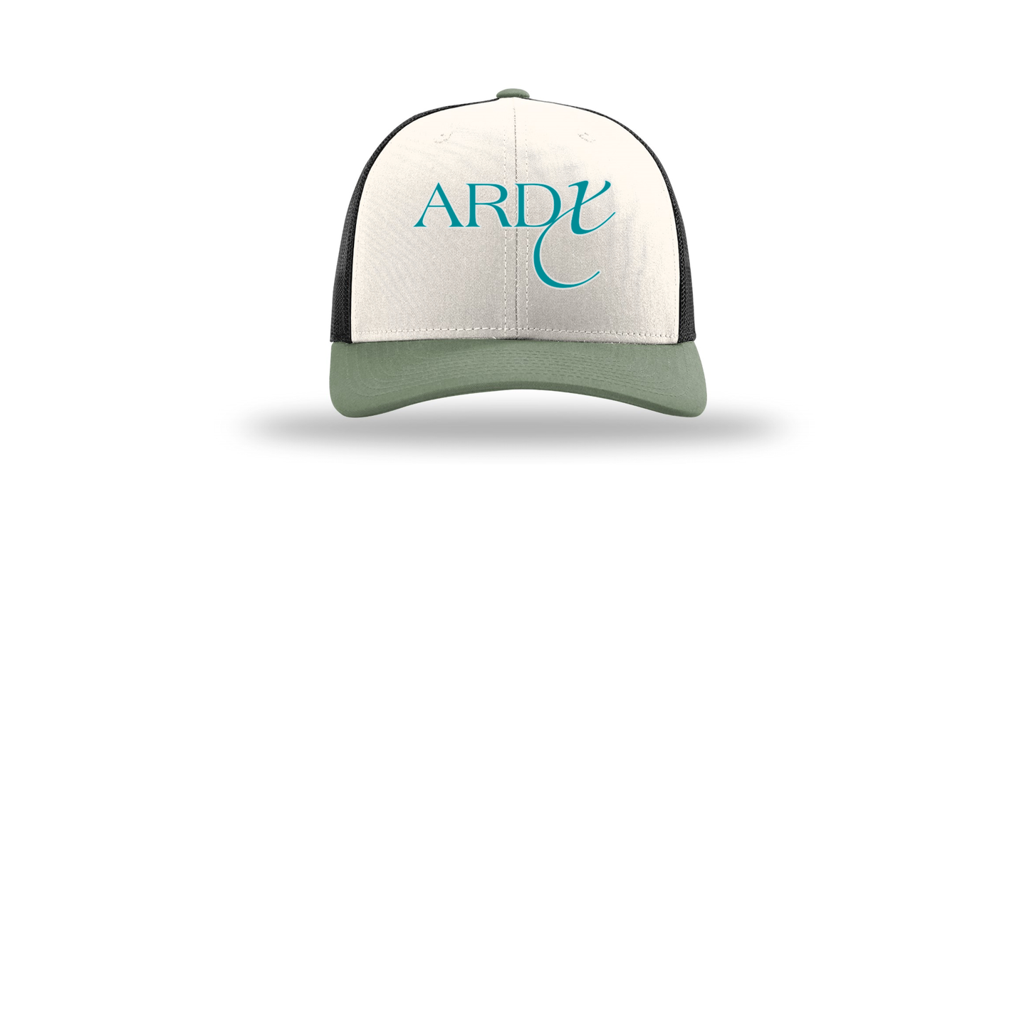 ardx-richardson-trucker-cap-embroidery-capfront-R112-creamblackloden-flat-front