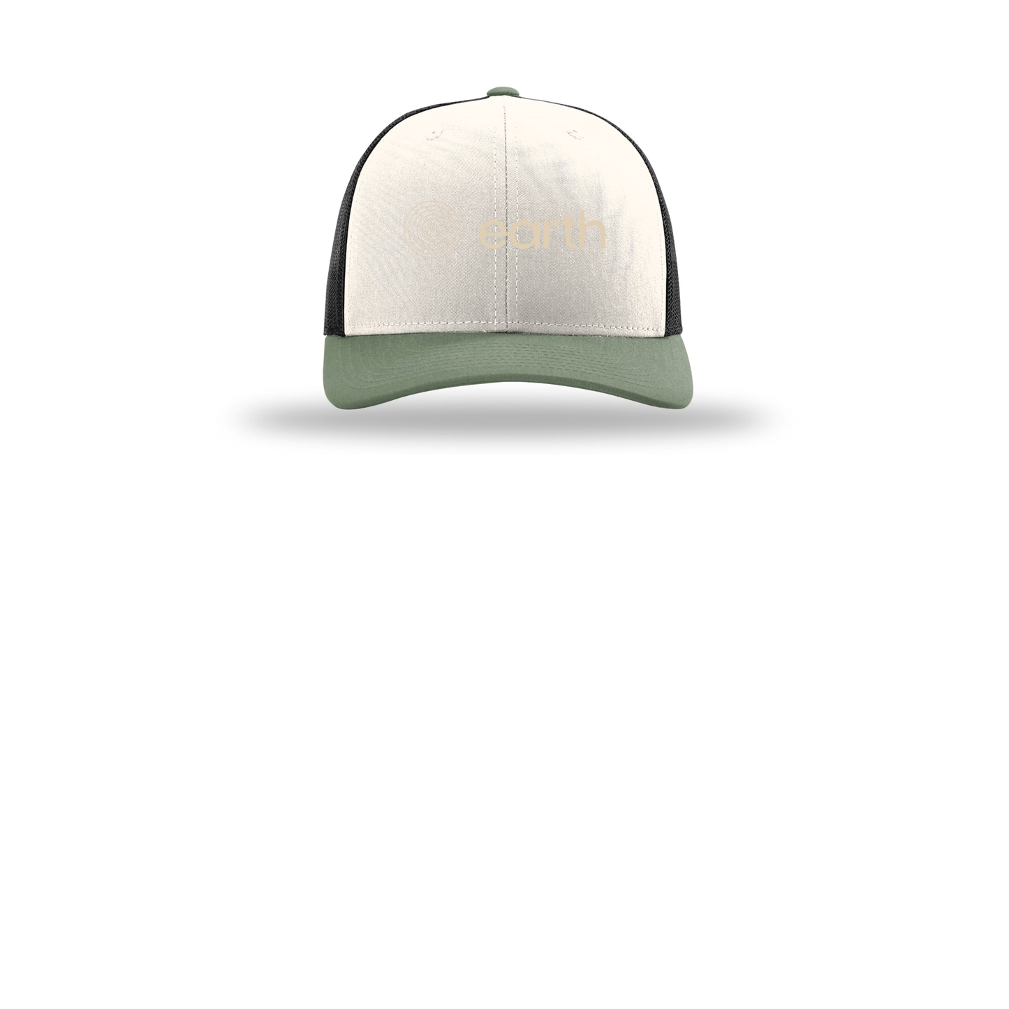 earthfuneral-richardson-trucker-cap-embroidery-capfront-R112-creamblackloden-flat-front
