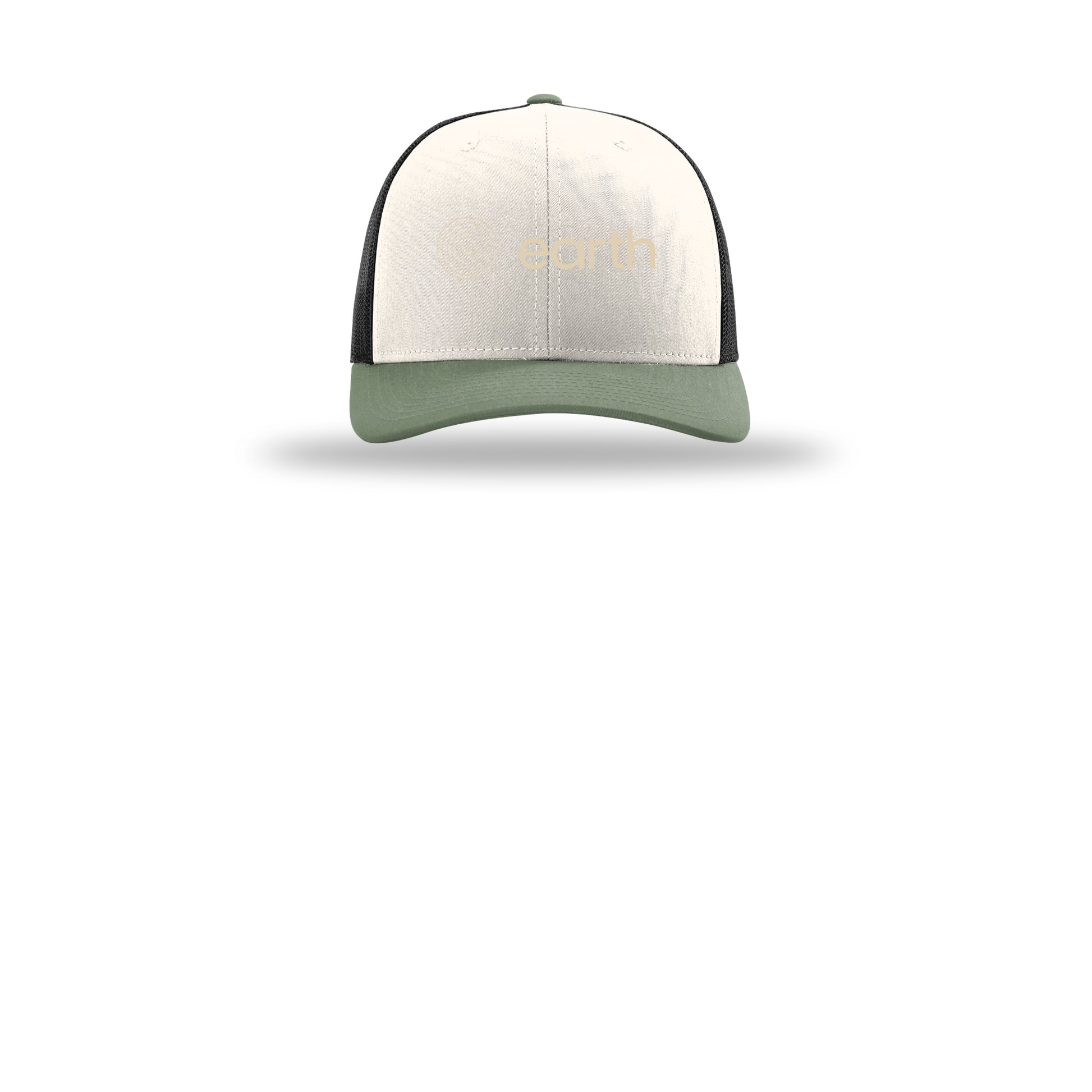 earthfuneral-richardson-trucker-cap-embroidery-capfront-R112-creamblackloden-flat-front