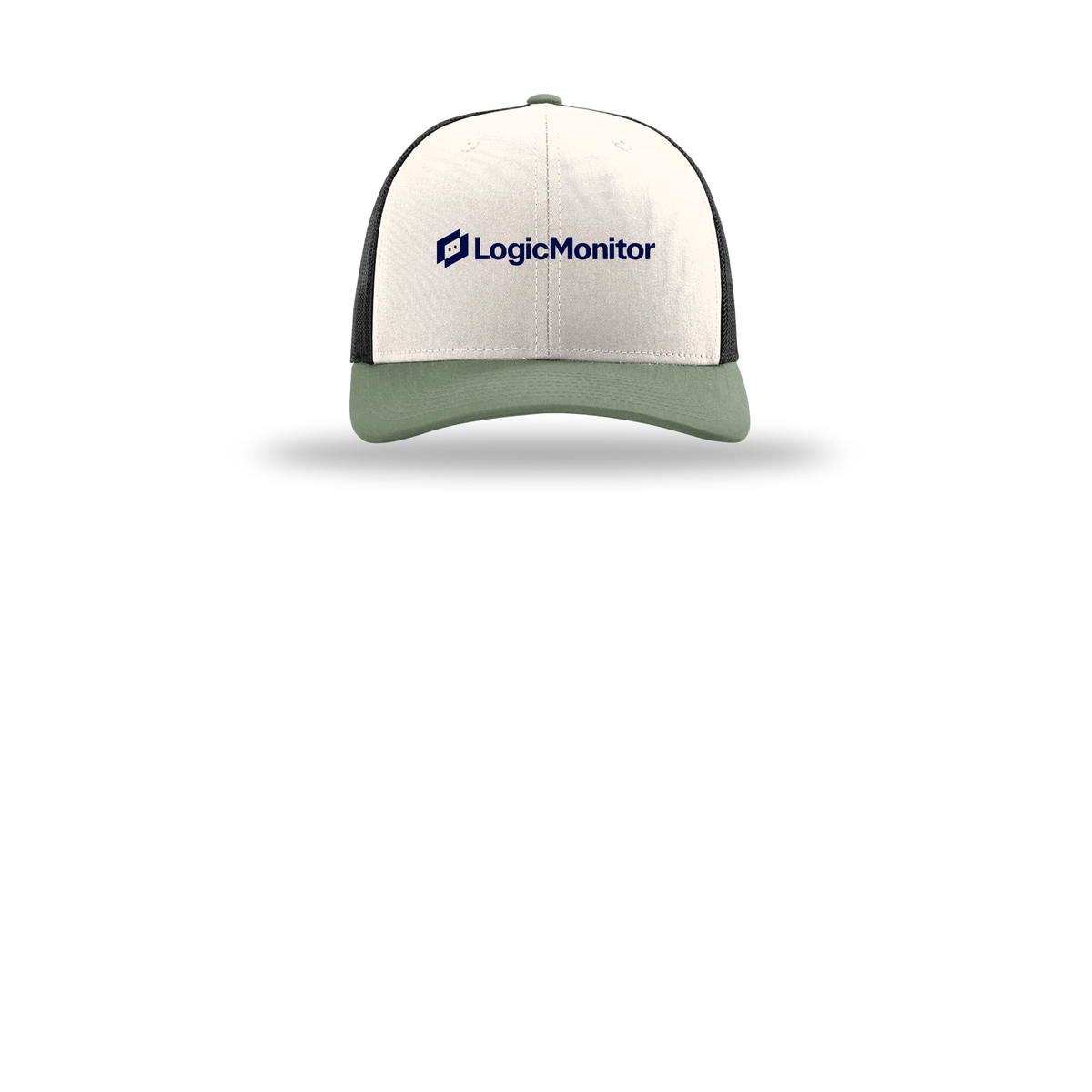 logicmonitor-richardson-trucker-cap-embroidery-capfront-R112-creamblackloden-flat-front