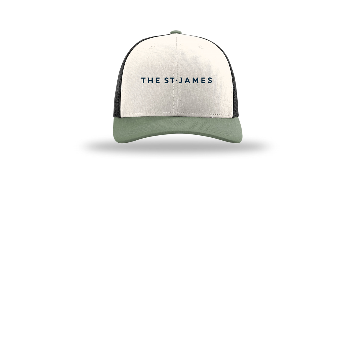thestjames-richardson-trucker-cap-embroidery-capfront-R112-creamblackloden-flat-front