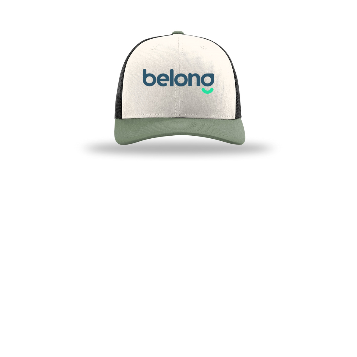 belonghome-richardson-trucker-cap-embroidery-capfront-R112-creamblackloden-flat-front