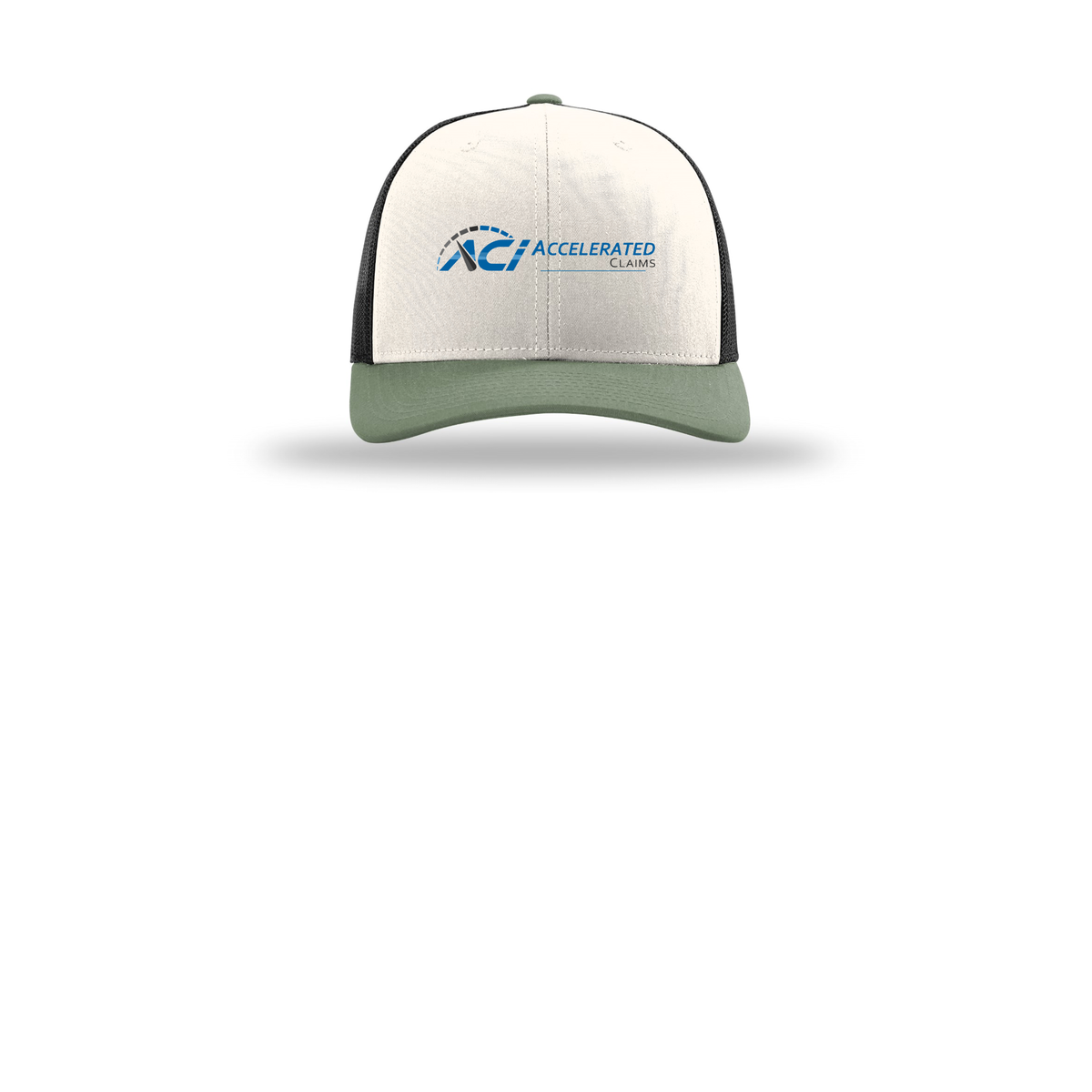 accelclaims-richardson-trucker-cap-embroidery-capfront-R112-creamblackloden-flat-front