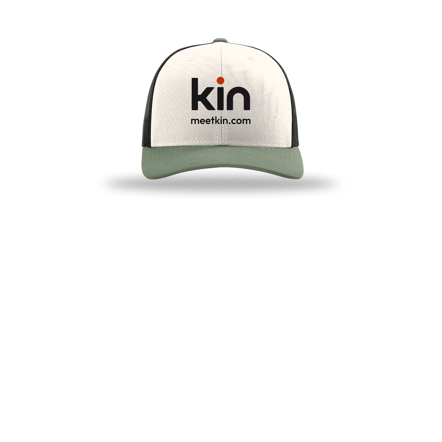 kin-richardson-trucker-cap-embroidery-capfront-R112-creamblackloden-flat-front