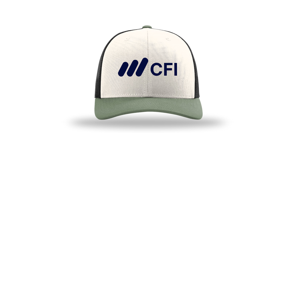 corporatefinanceinstitute-richardson-trucker-cap-embroidery-capfront-R112-creamblackloden-flat-front