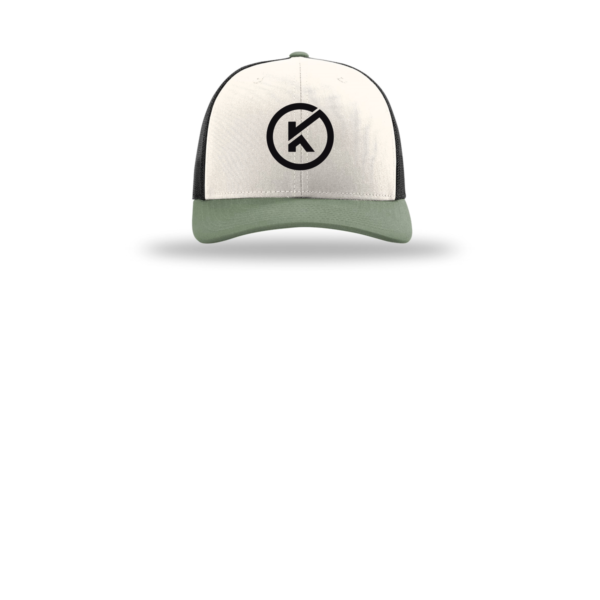 kitmanlabs-richardson-trucker-cap-embroidery-capfront-R112-creamblackloden-flat-front