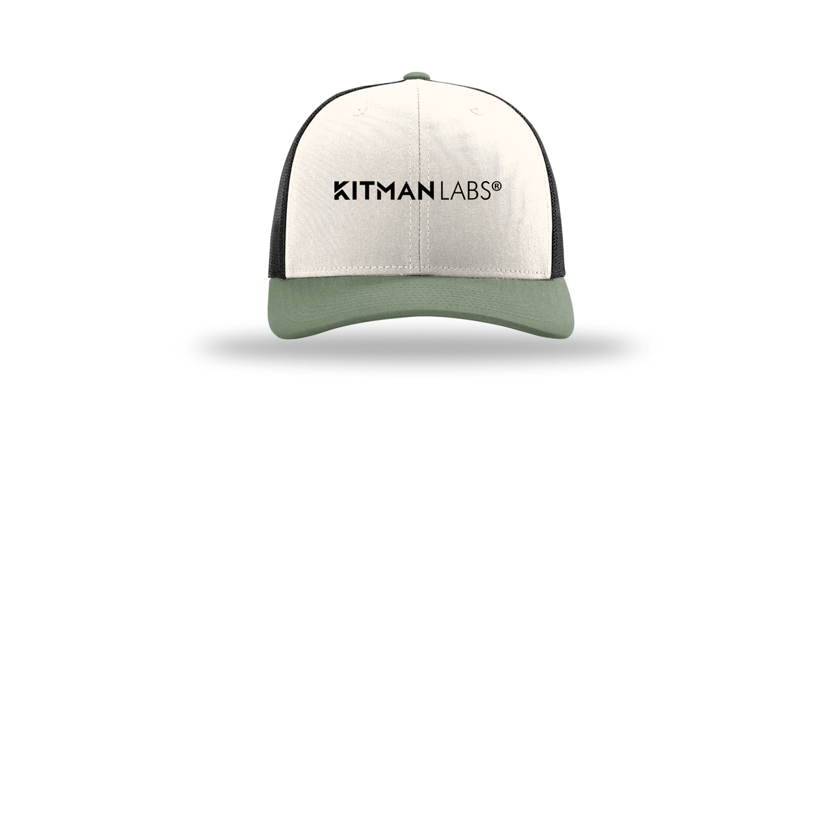 kitmanlabs-richardson-trucker-cap-embroidery-capfront-R112-creamblackloden-flat-front
