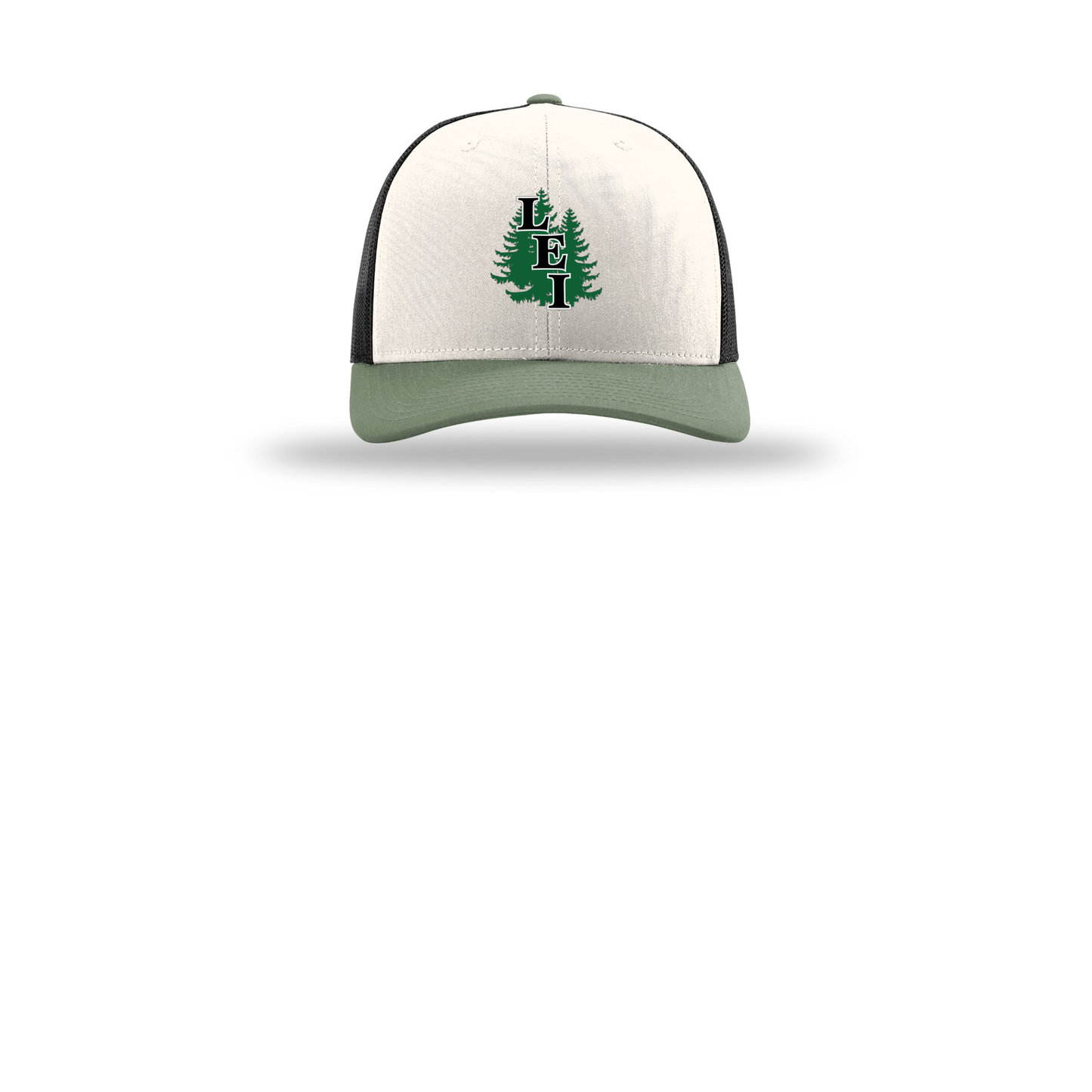 leisite-richardson-trucker-cap-embroidery-capfront-R112-creamblackloden-flat-front