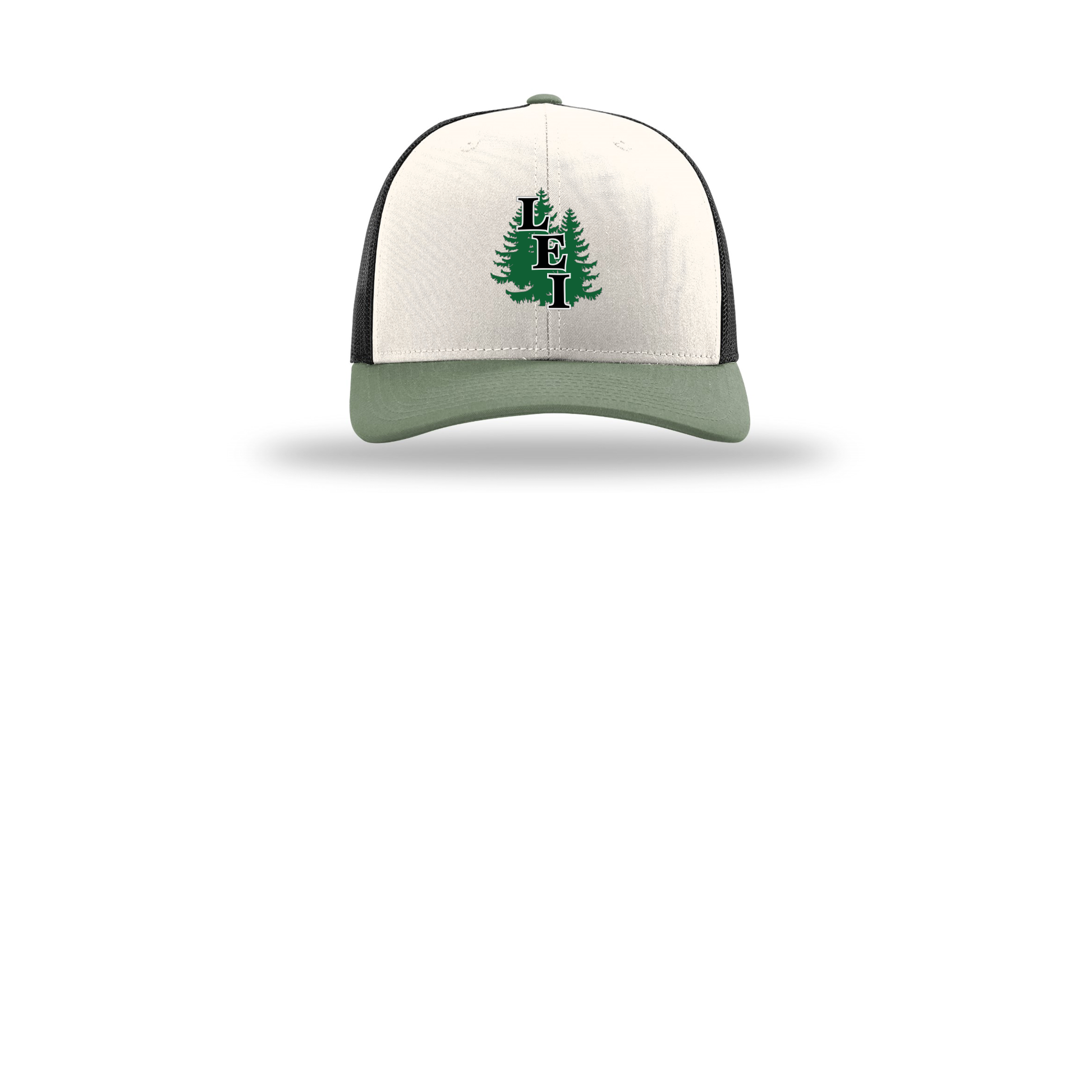 leisite-richardson-trucker-cap-embroidery-capfront-R112-creamblackloden-flat-front